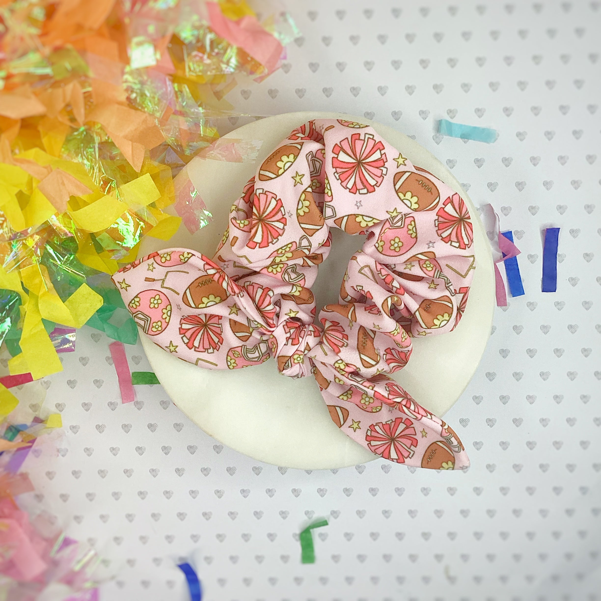 Cheering for Football Bow Strip, Headband and Scrunchie Collection