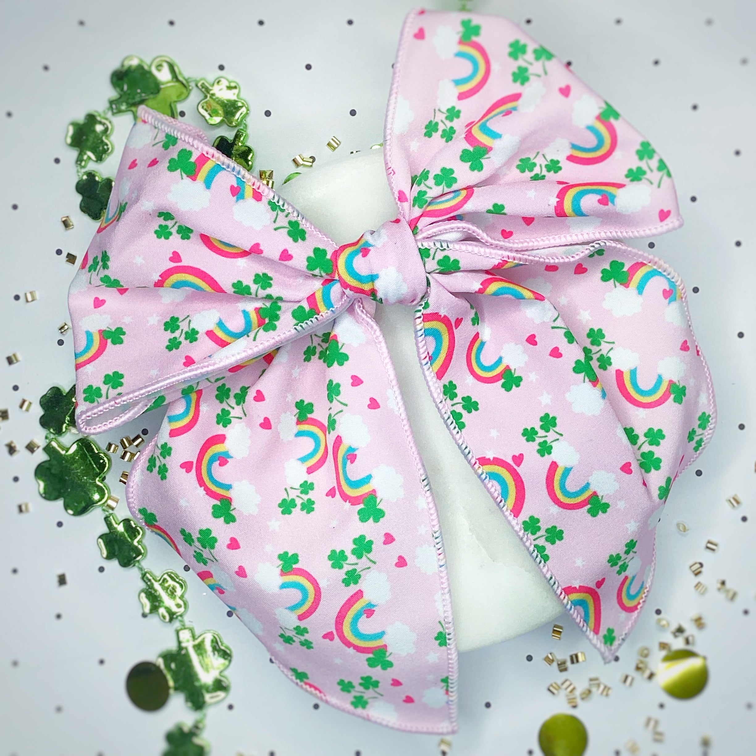 Shamrocks and Rainbows Bow Strip and Scrunchie Collection
