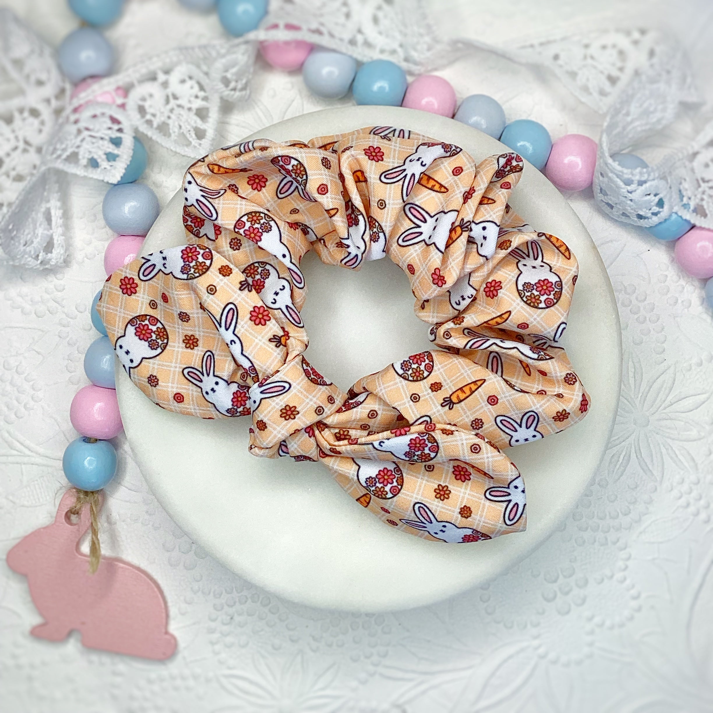 Bunnies and Carrot Bow Strip and Scrunchie Collection