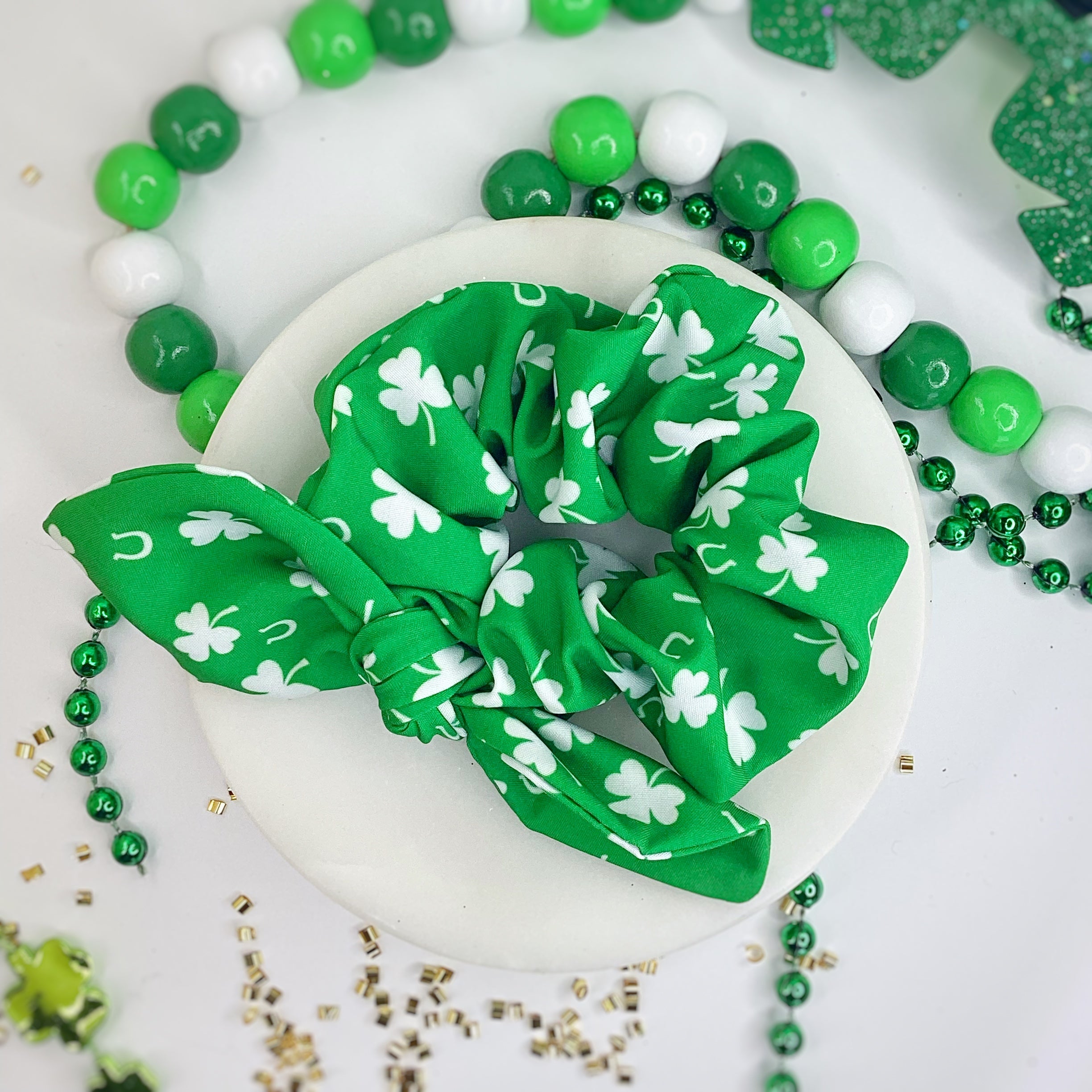 Lucky Little Shamrocks Bow Strip, Headband and Scrunchie Collection