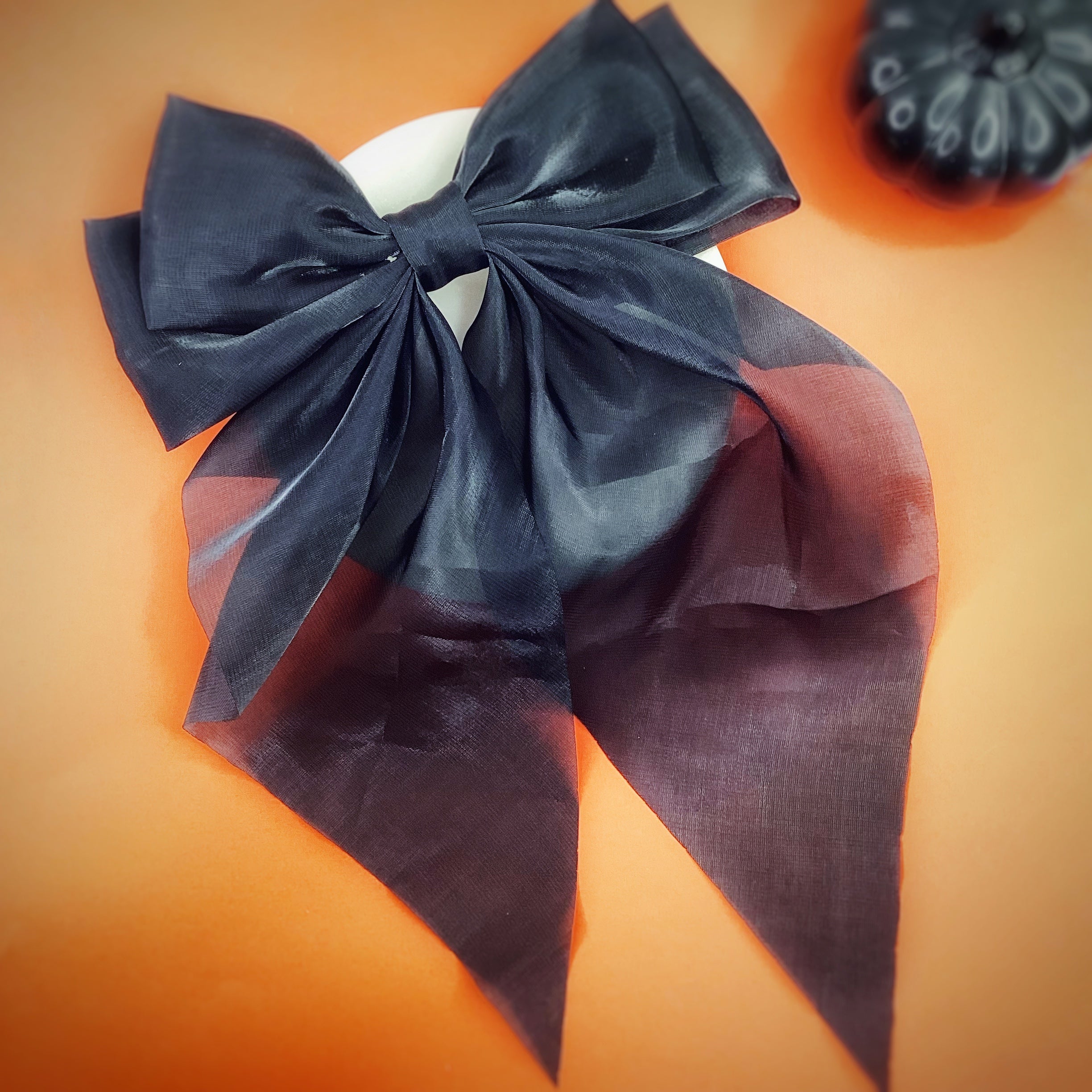 Black Pearl Organza Coquette Bow