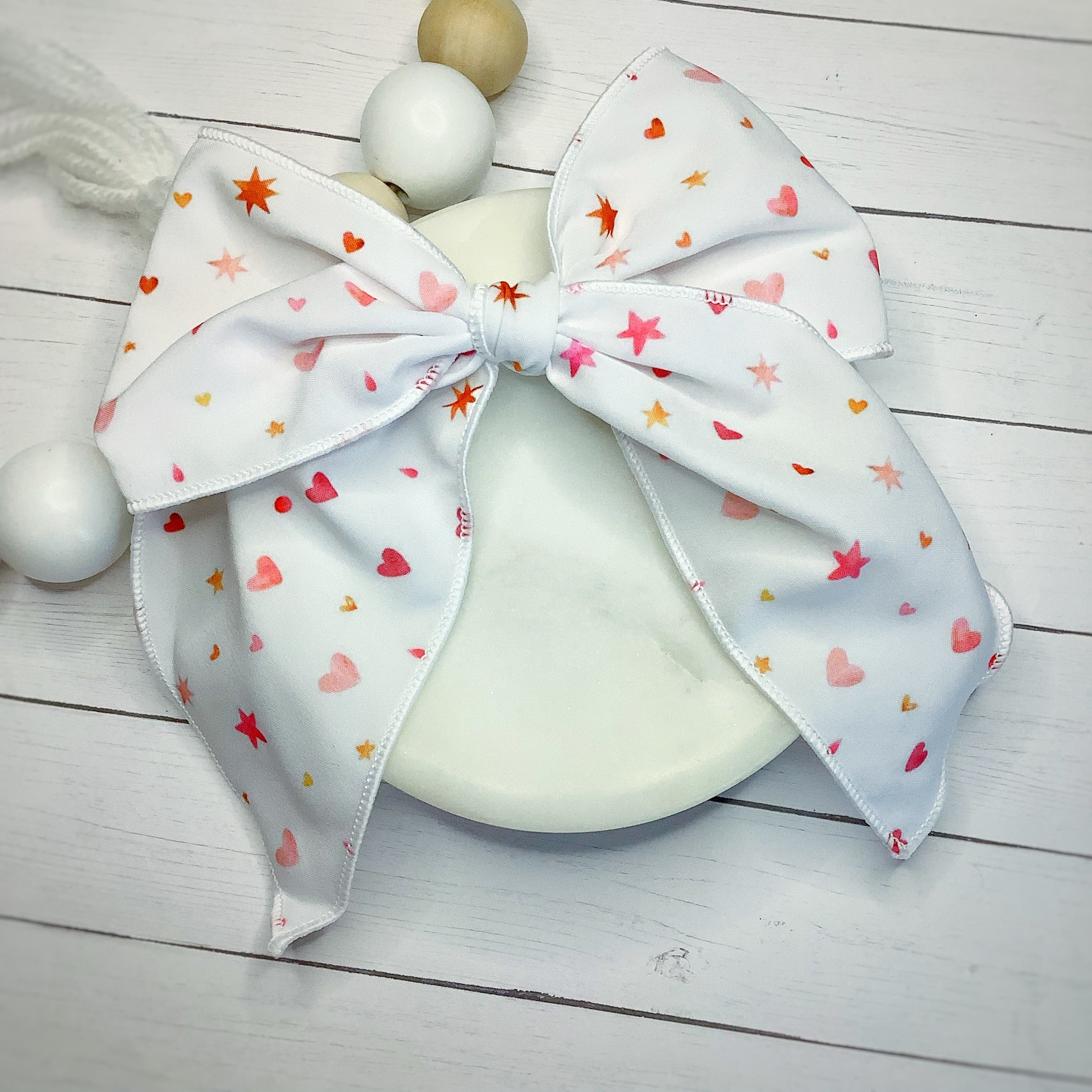 Watercolor Stars and Hearts Bow Strip, Headband and Scrunchie Collection