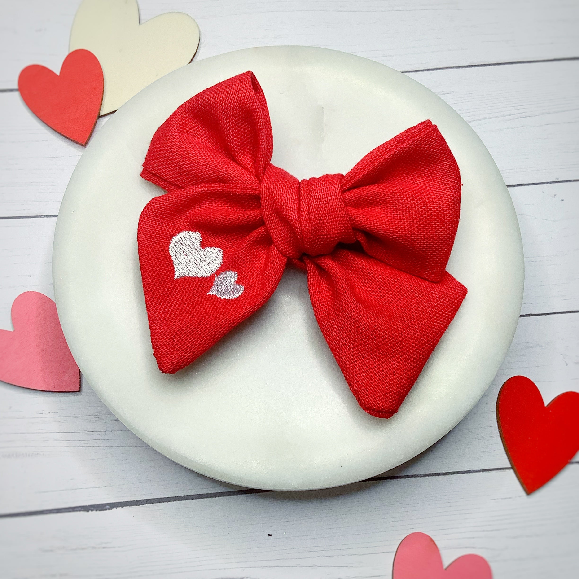 Embroidered Hearts Bow Strip Collection