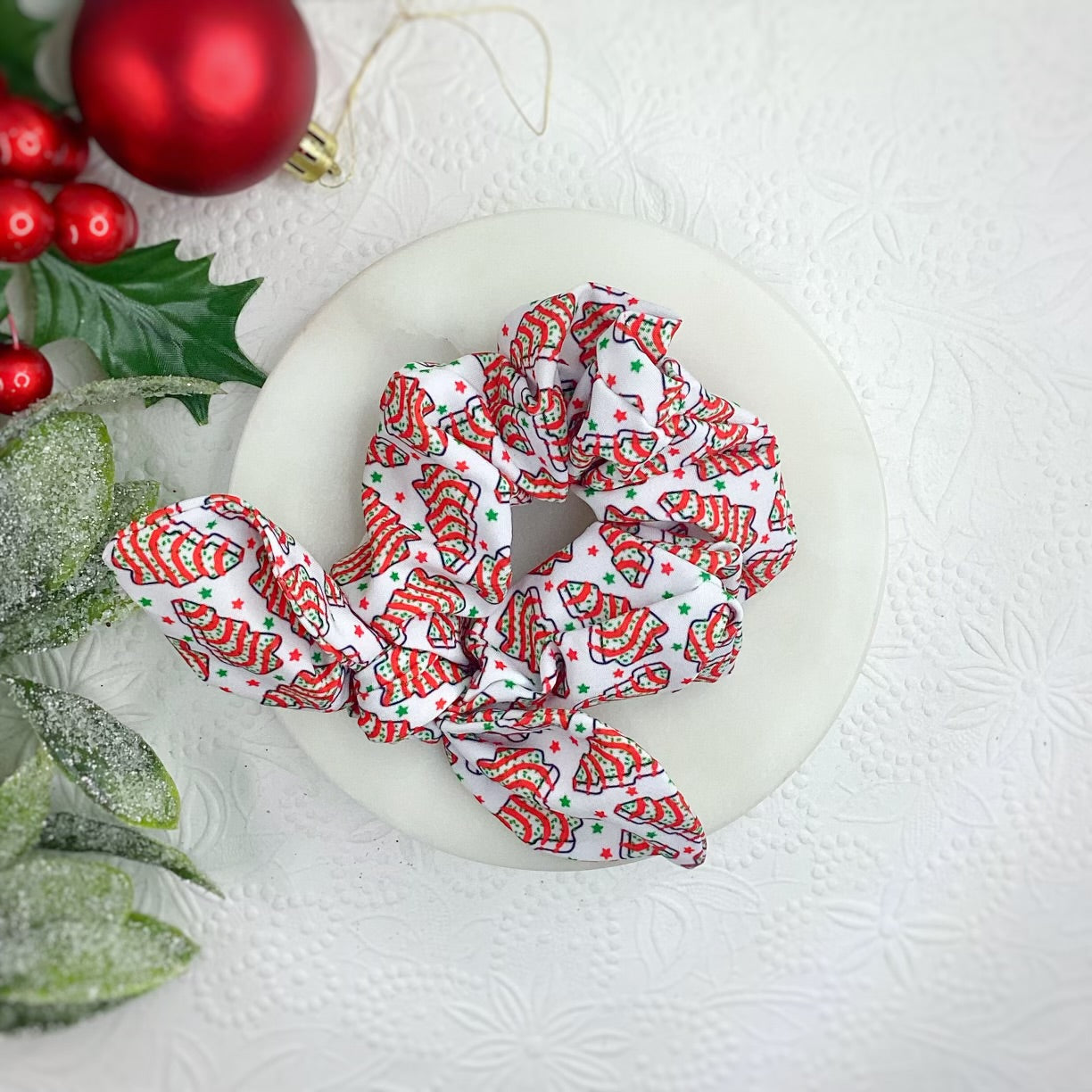 Little Christmas Snackin' Cakes Bow Strip, Headband, Baby Headwrap and Scrunchie Collection
