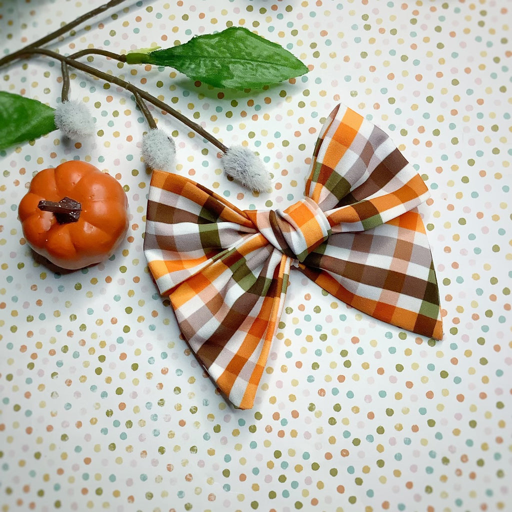 Autumn Plaid Bow Strip and Scrunchie Collection