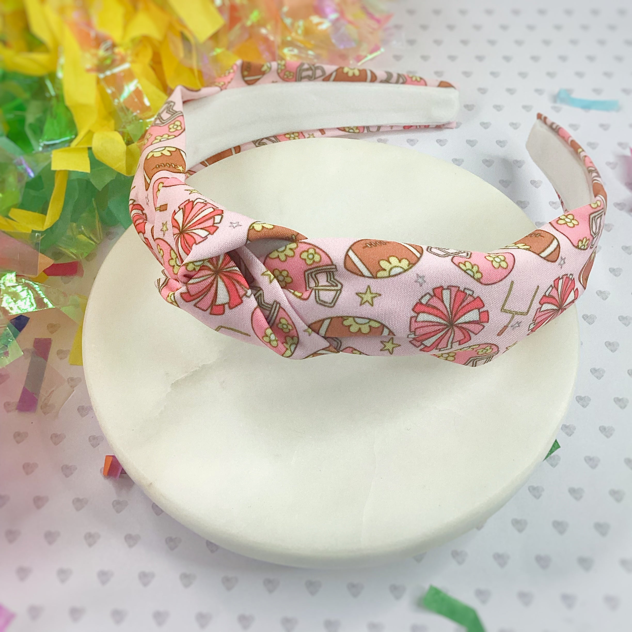 Cheering for Football Bow Strip, Headband and Scrunchie Collection