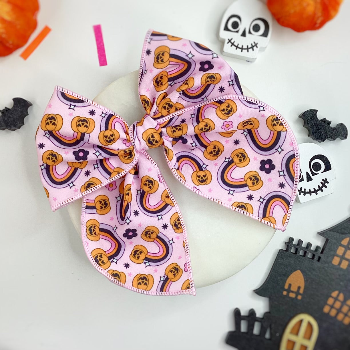 Rainbow Jack-o-lanterns Bow Strip and Scrunchie Collection