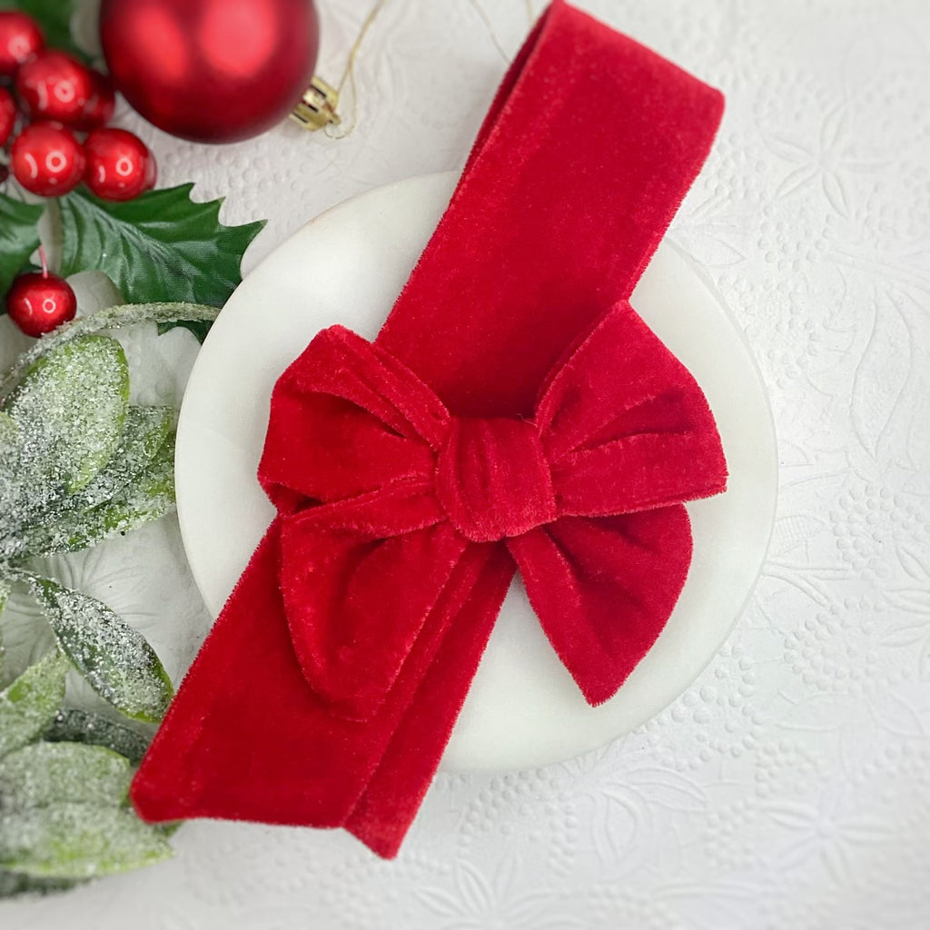 Christmas Velvet Bow Strip and Scrunchie Collection