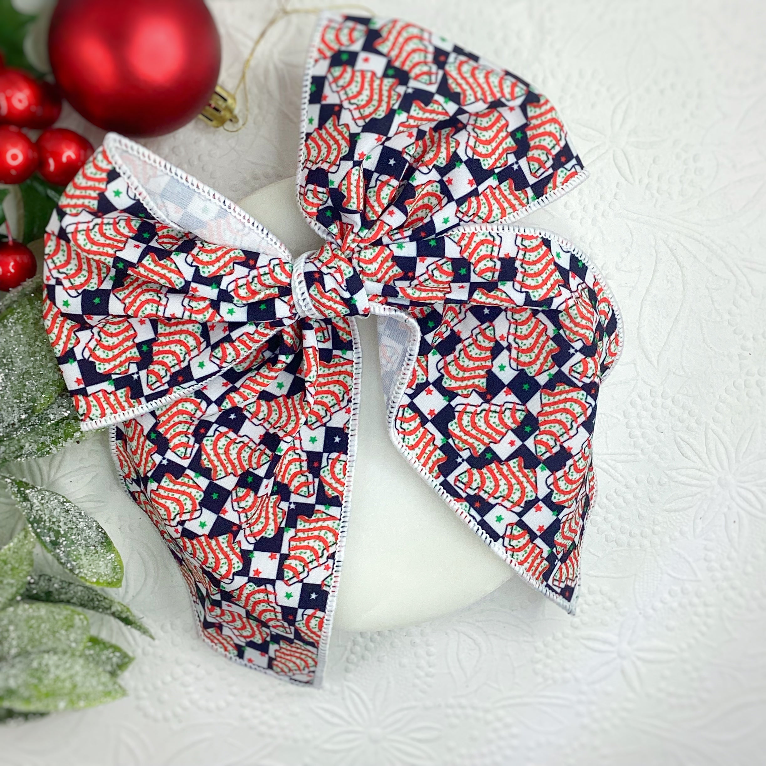 Checkered Tree Cakes Bow Strip, Headband and Scrunchie Collection