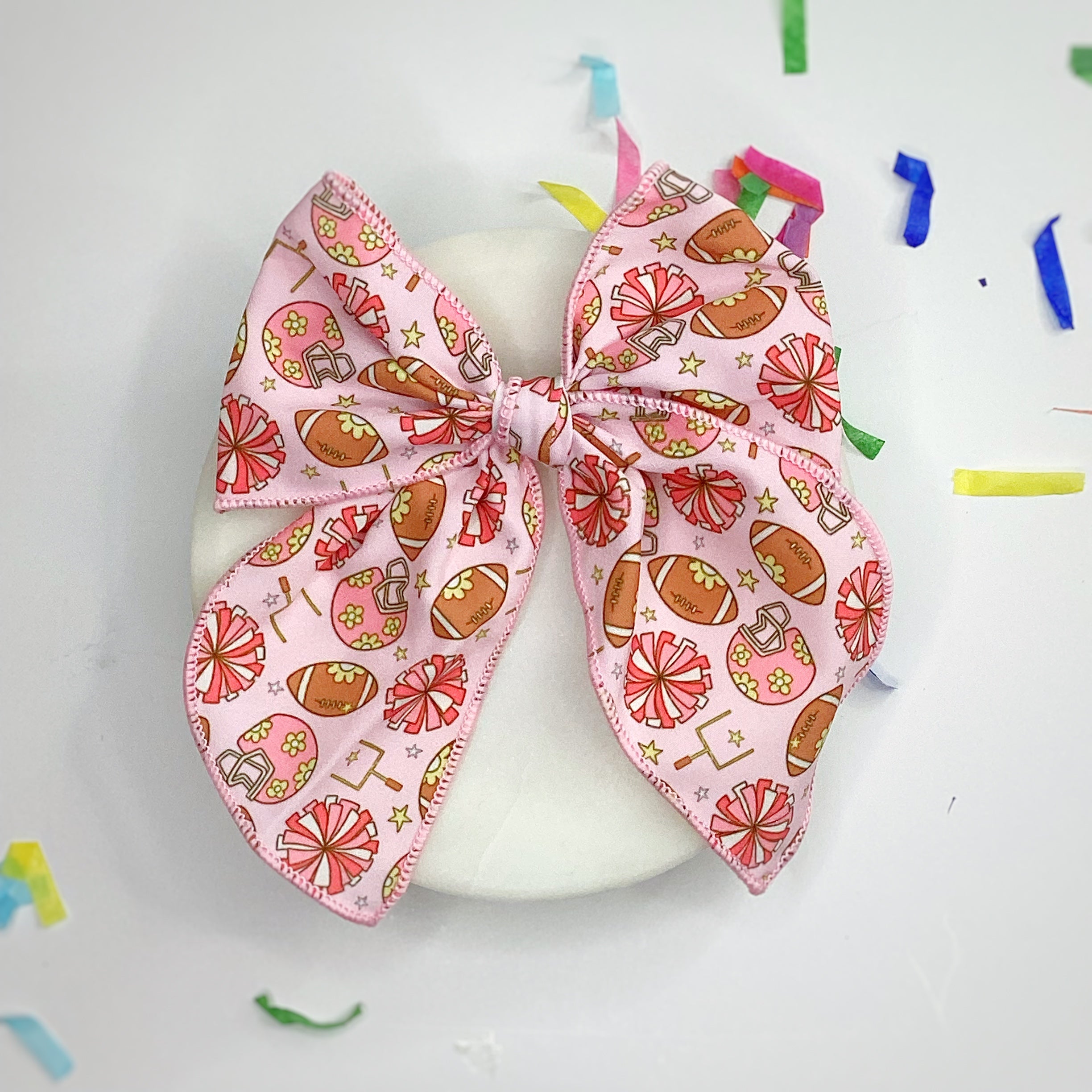 Cheering for Football Bow Strip, Headband and Scrunchie Collection