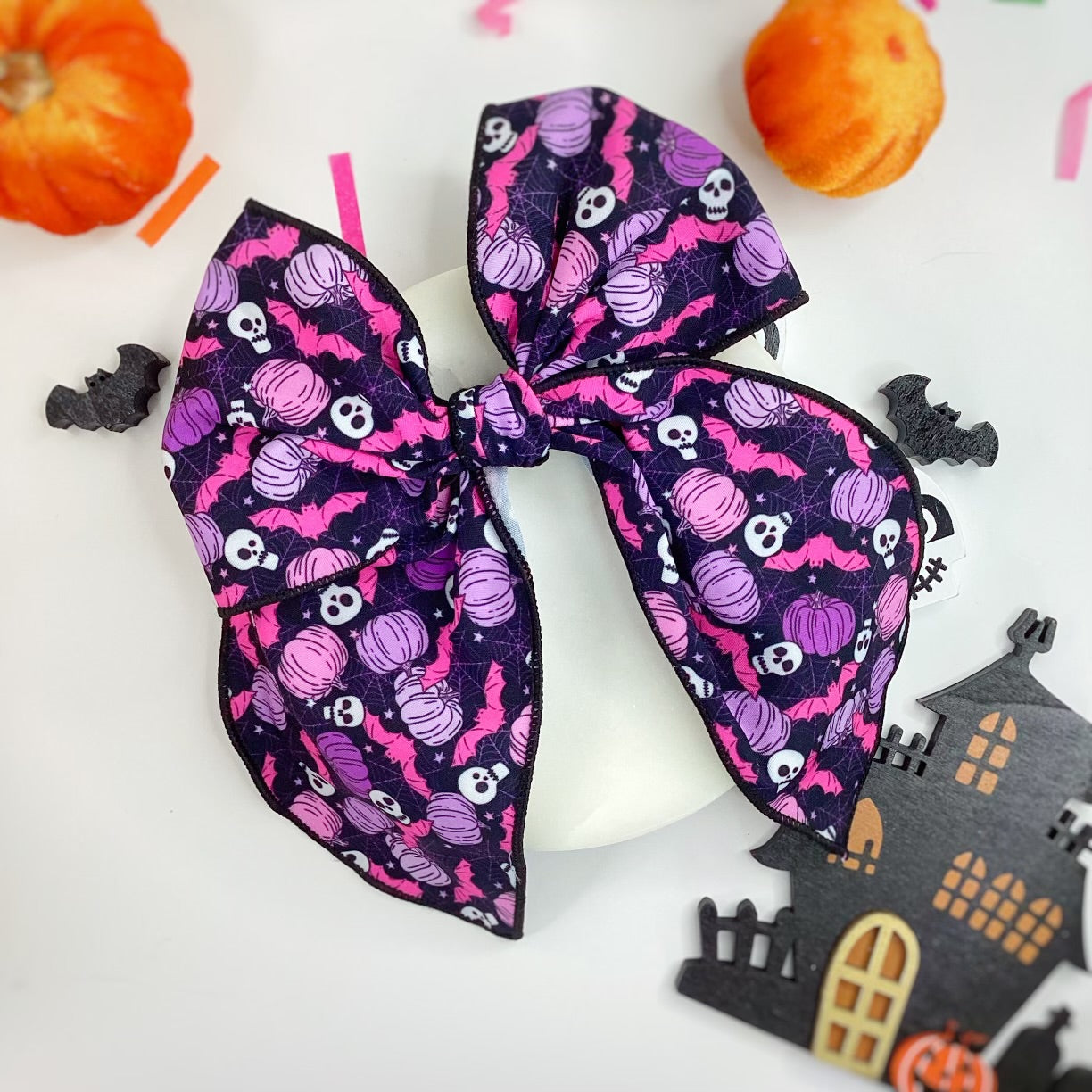 Spooky Skulls Bow Strip and Scrunchie Collection