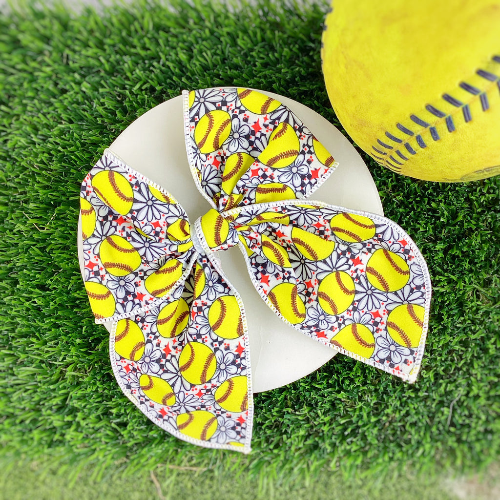Softballs and Flowers Quinn Scrunchie, Headband and Bow Collection