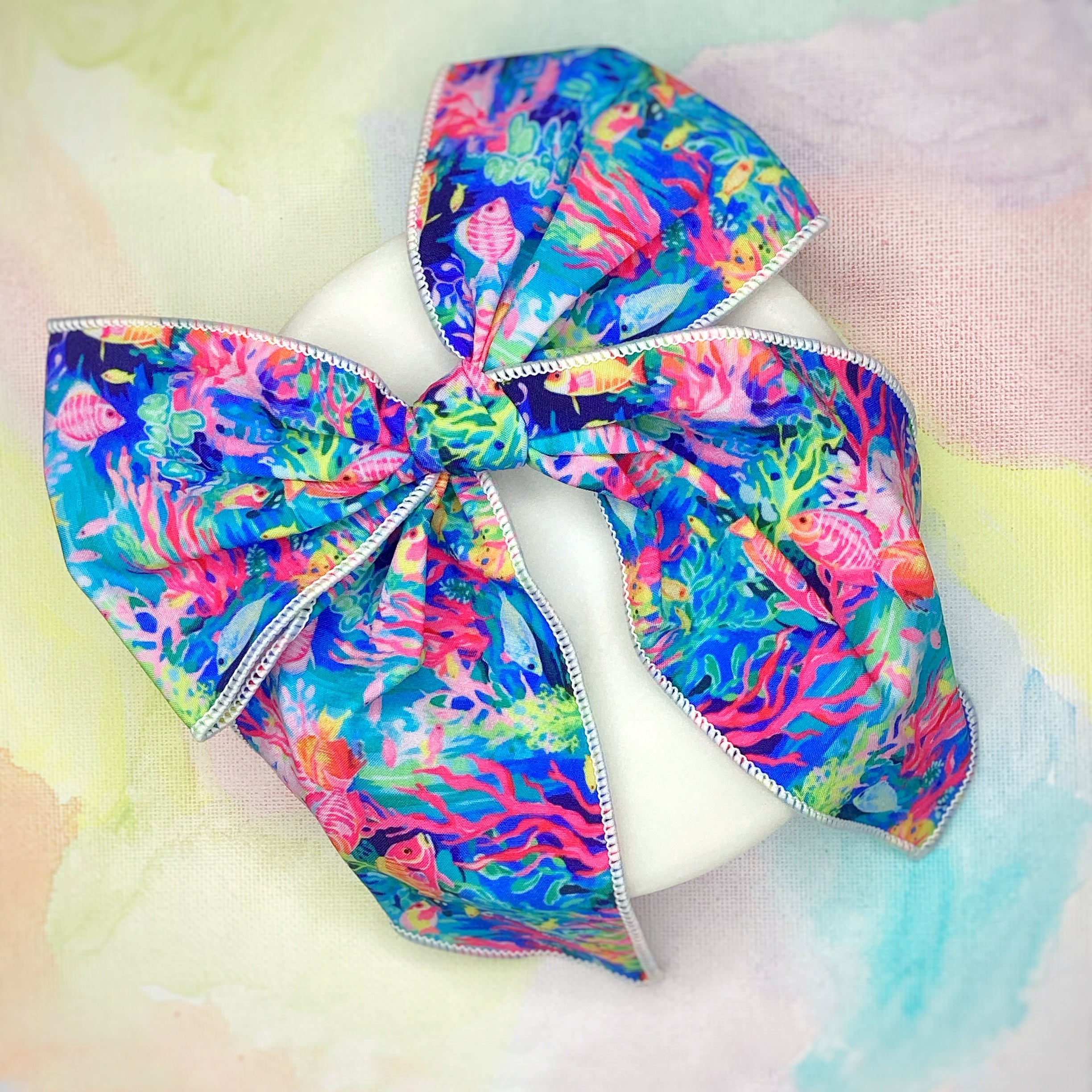 Tropical Designer Fish Bow Strip, Baby Headwrap, Headband and Scrunchie Collection