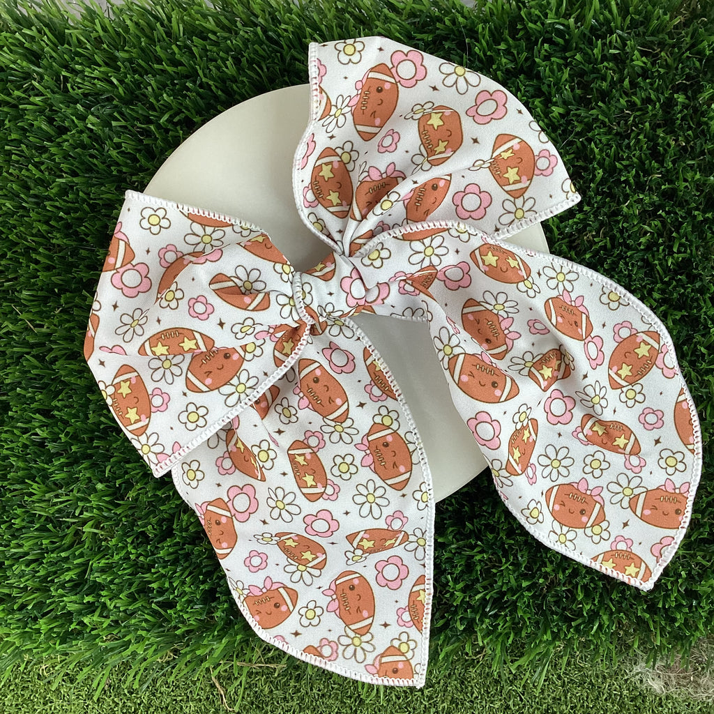 Cutesy Football Bow Strip and Scrunchie Collection