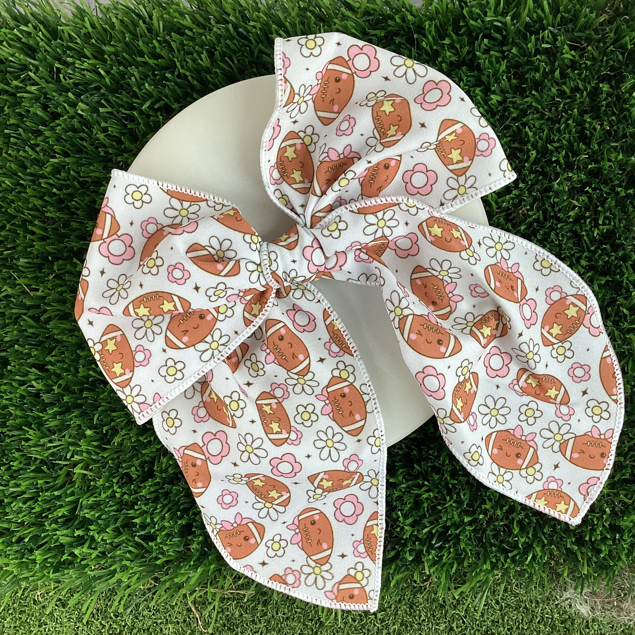 Cutesy Football Bow Strip and Scrunchie Collection