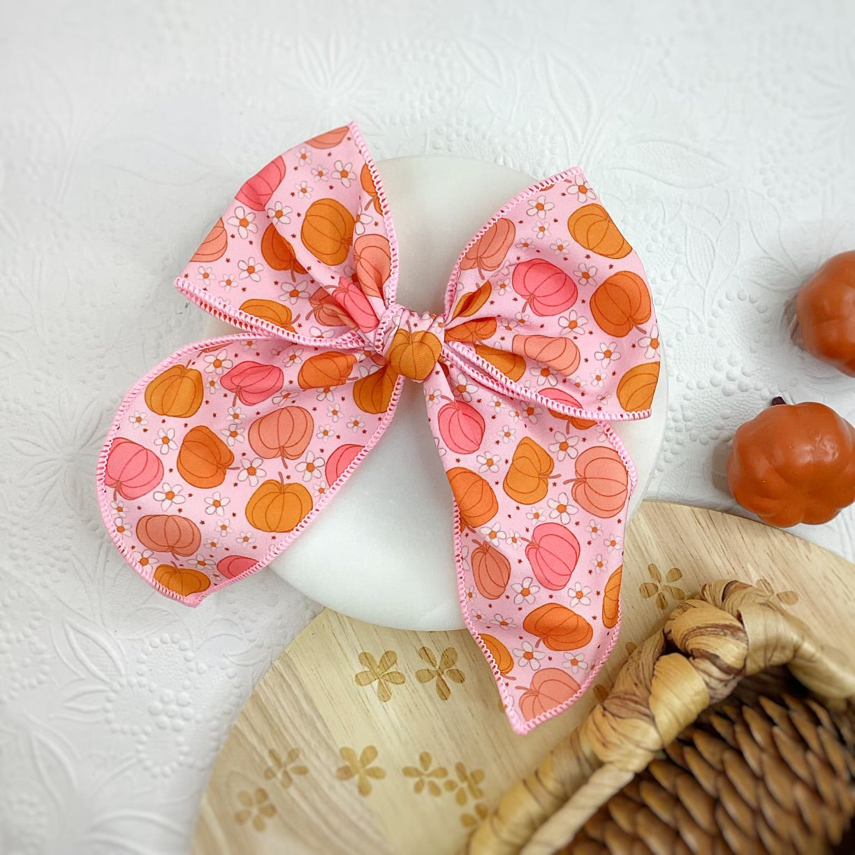 Pink Pumpkins and Daisies Bow Strip Collection