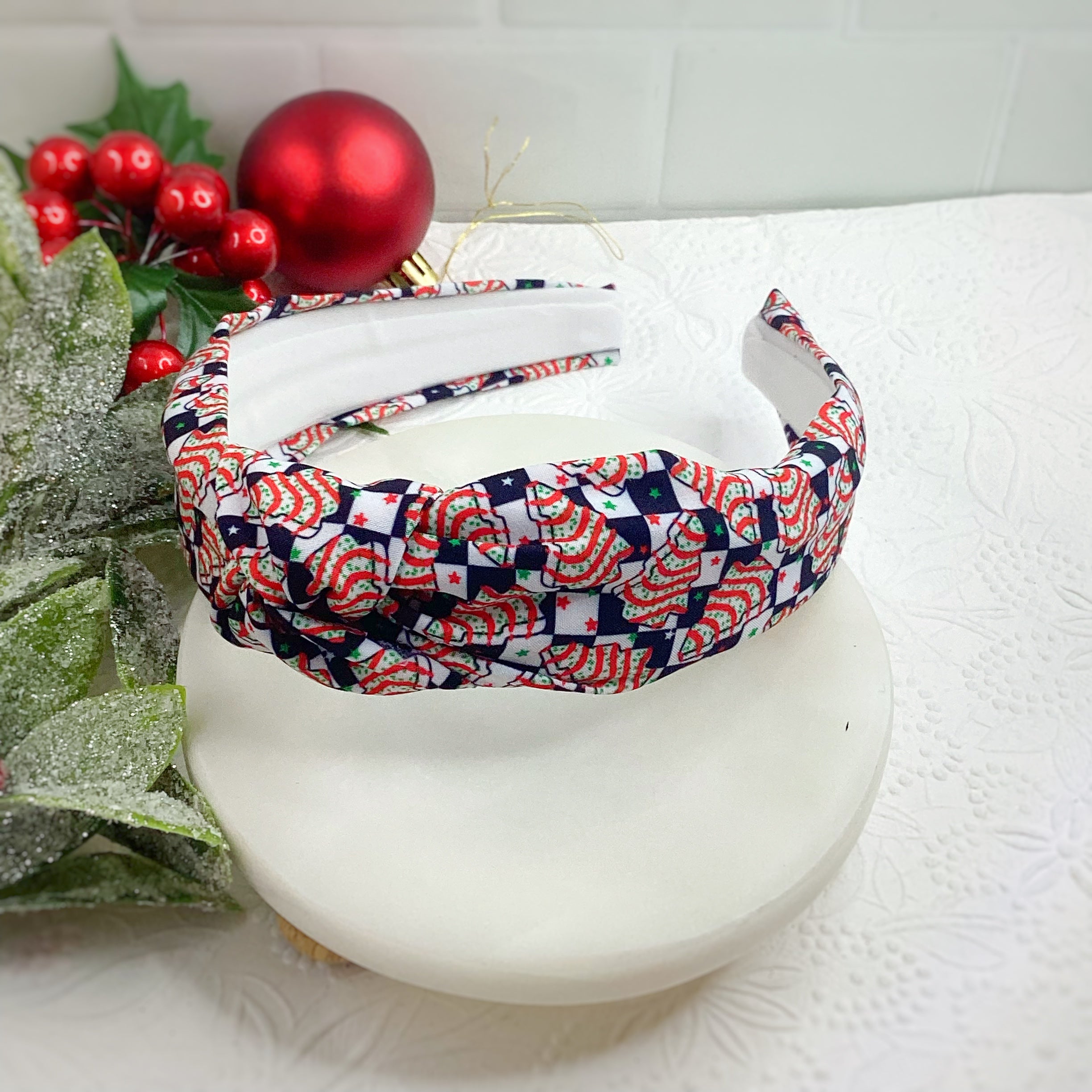 Checkered Tree Cakes Bow Strip, Headband and Scrunchie Collection