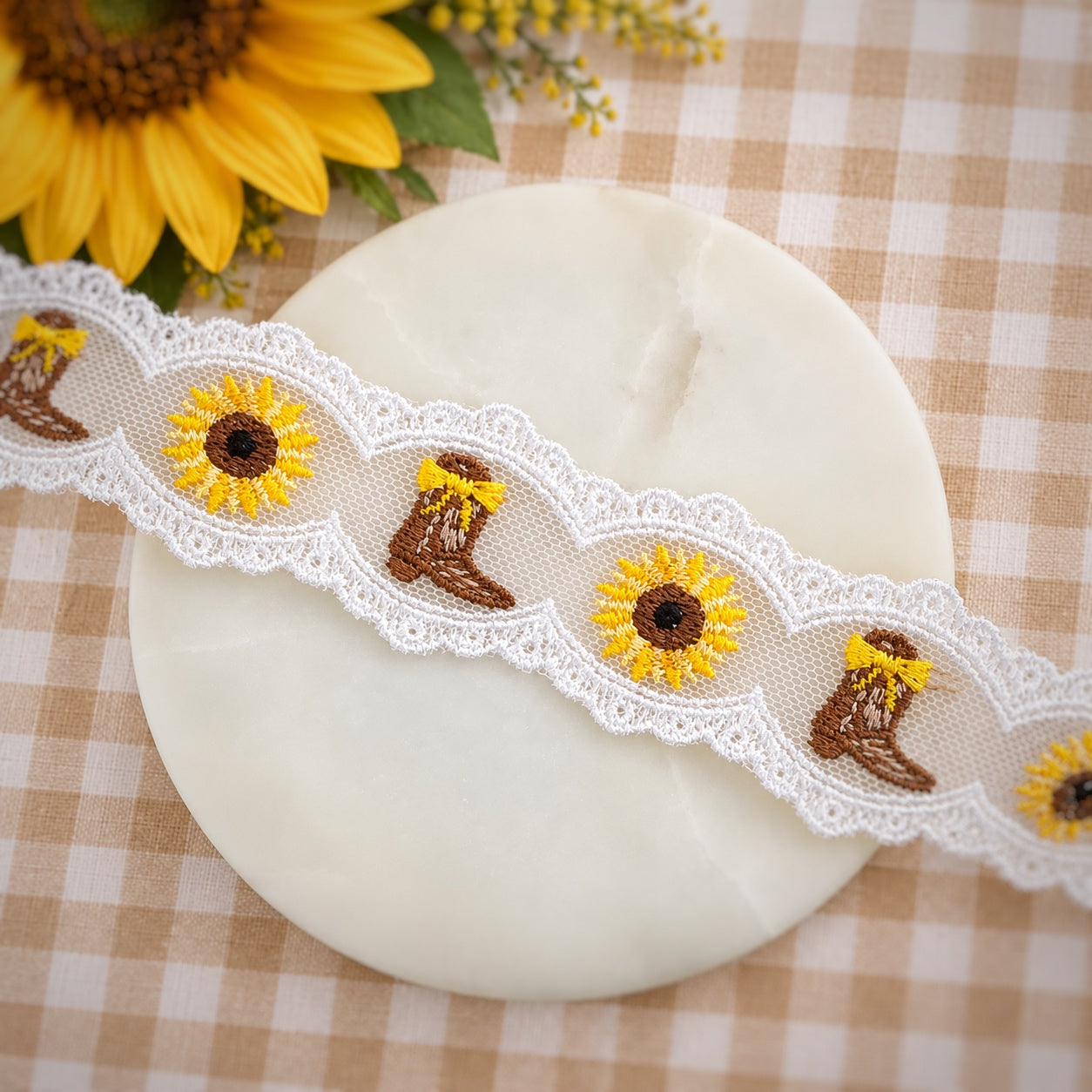 Sunflower Cowgirl Boots Bow Lace - RTS