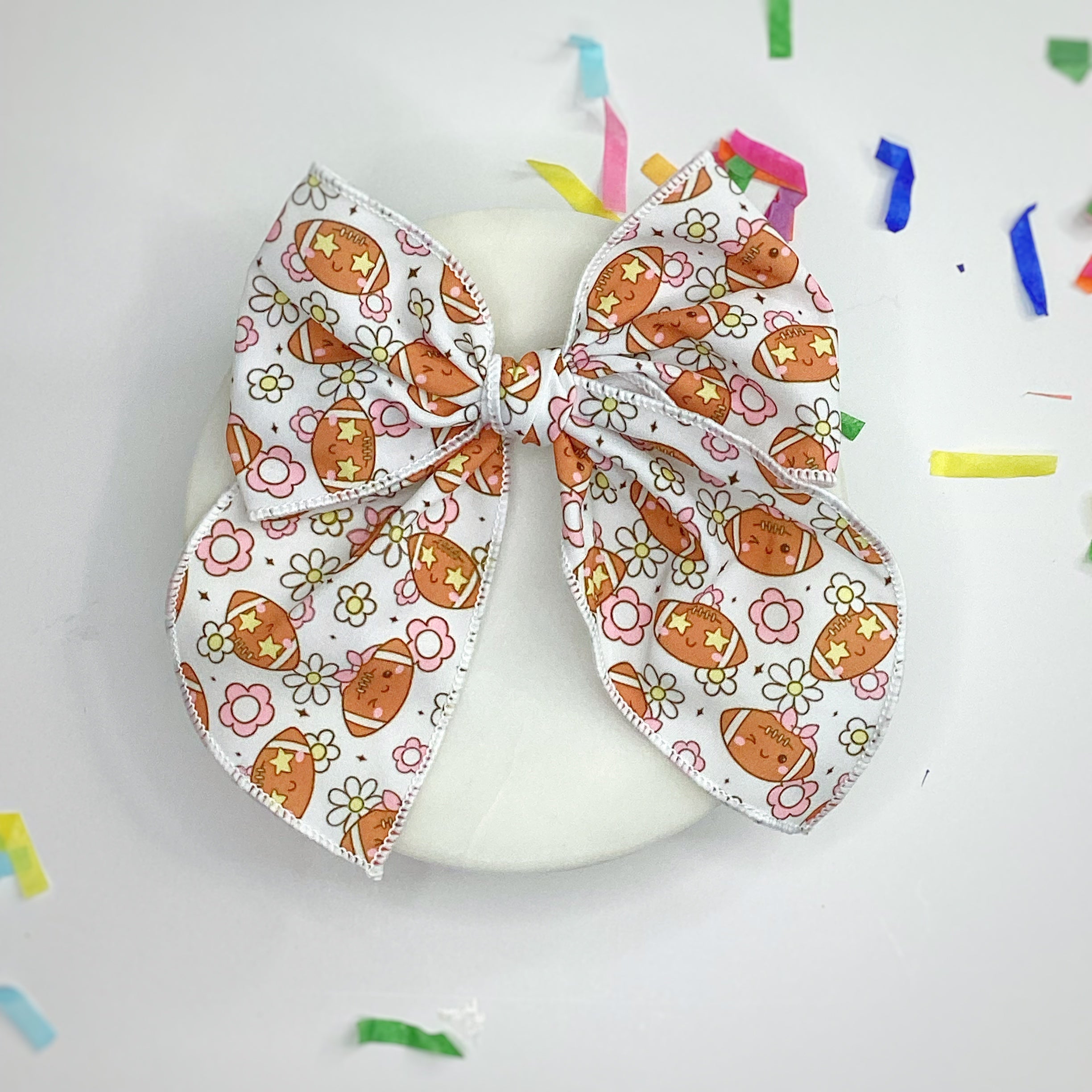 Cutesy Football Bow Strip and Scrunchie Collection