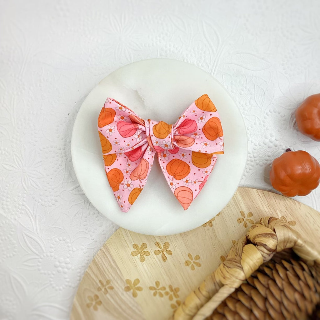 Pink Pumpkins and Daisies Bow Strip Collection