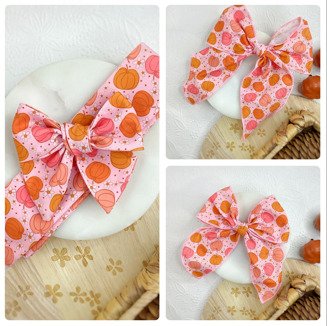 Pink Pumpkins and Daisies Bow Strip Collection
