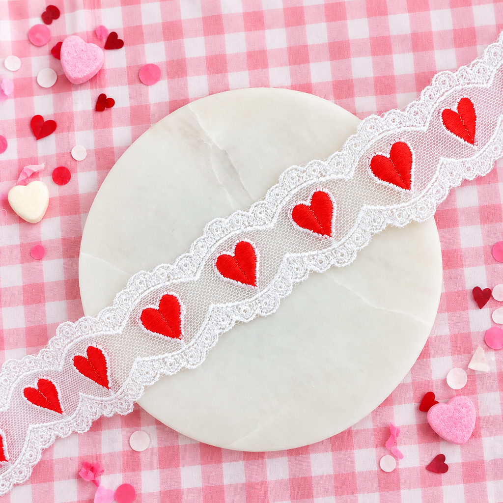 Valentine Heart Silk Touch Bow Lace - RTS