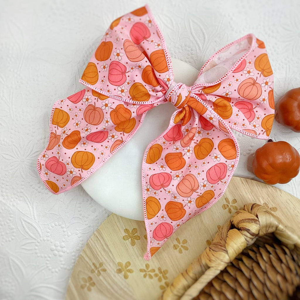 Pink Pumpkins and Daisies Bow Strip Collection