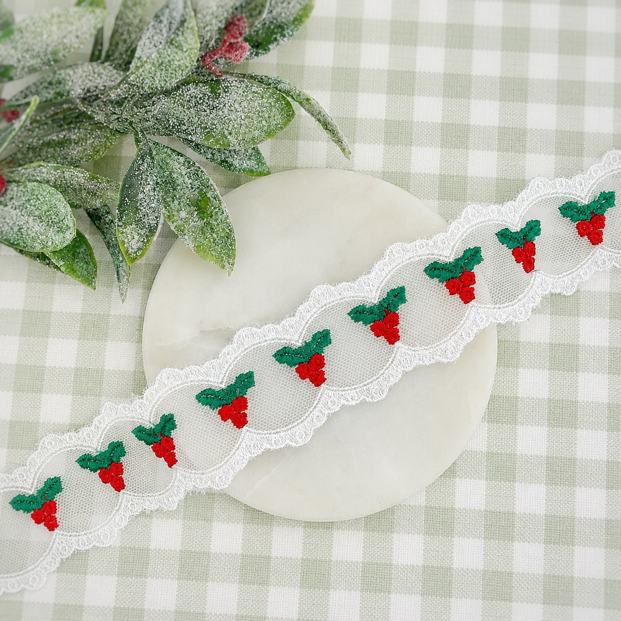 Christmas Holly Custom Lace- RTS