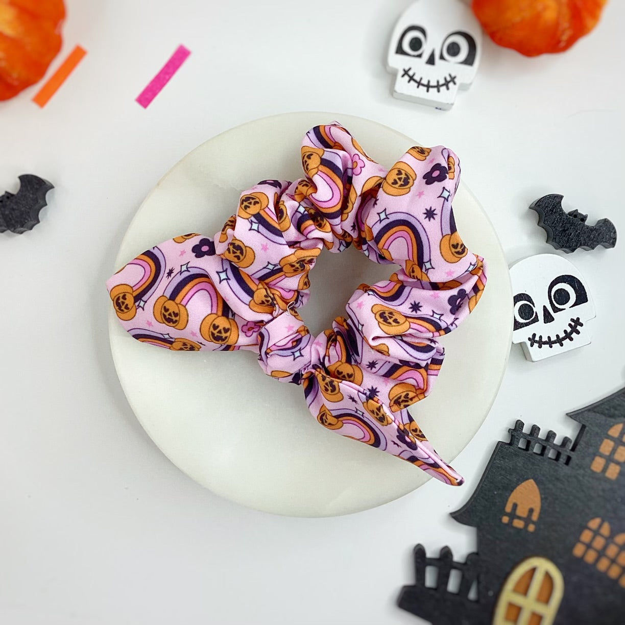 Rainbow Jack-o-lanterns Bow Strip and Scrunchie Collection