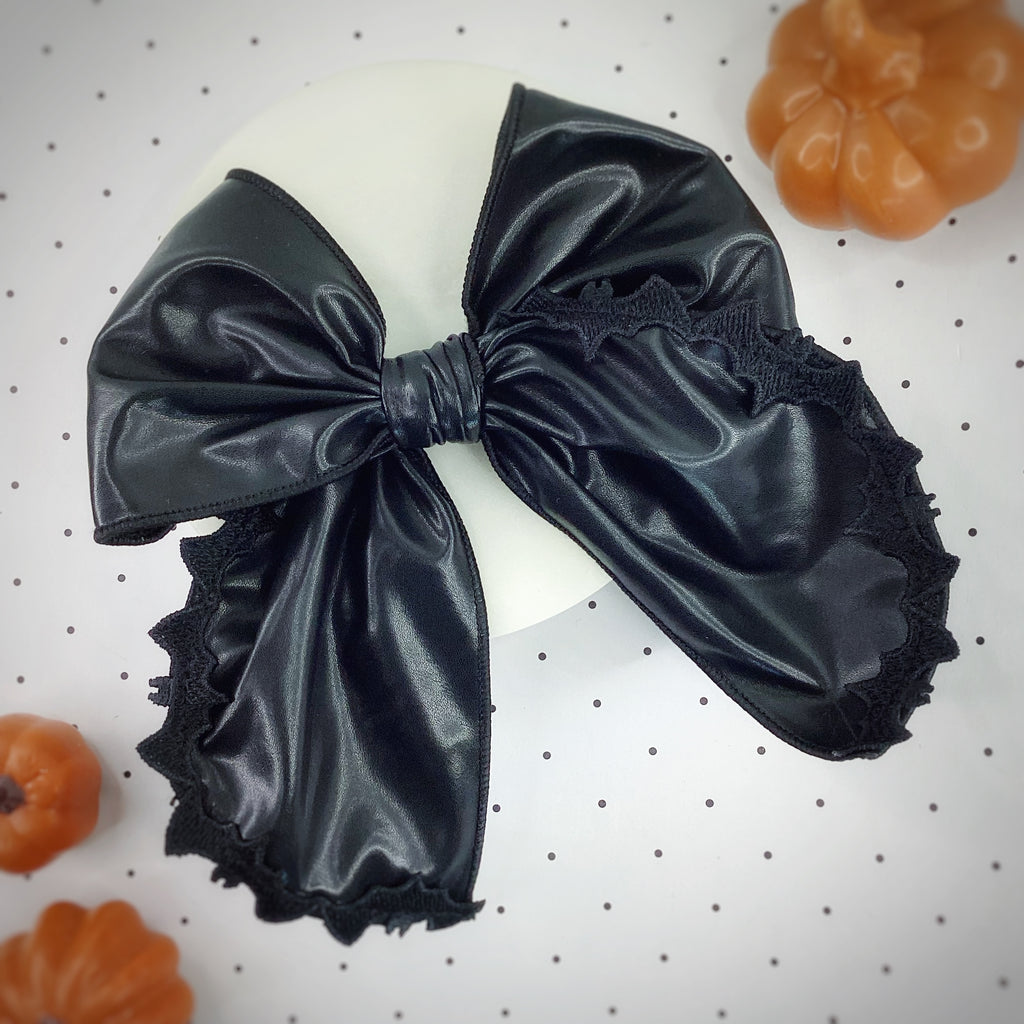 Bat Trimmed Leather PreTied Bow Strip Collection