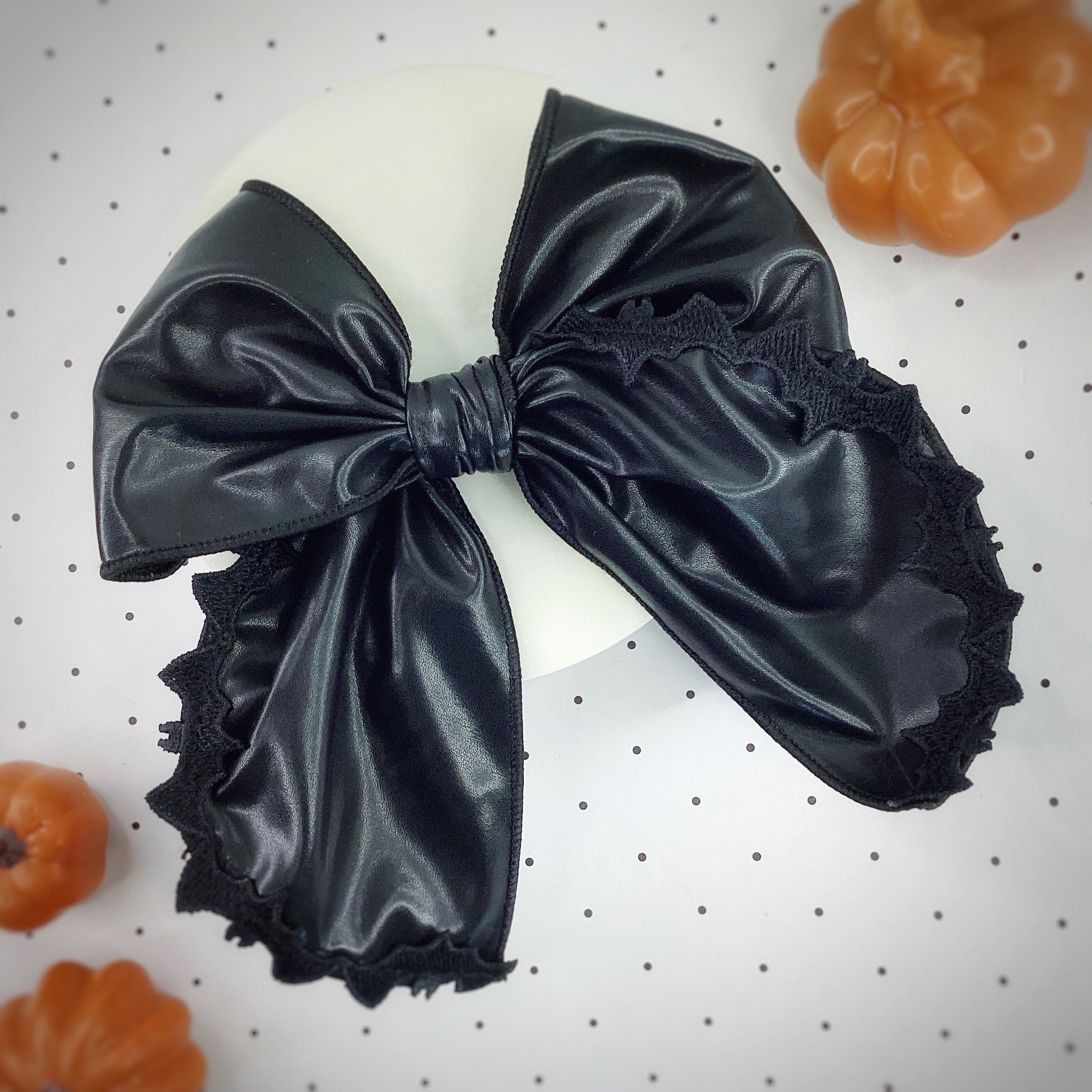 Bat Trimmed Leather PreTied Bow Strip Collection