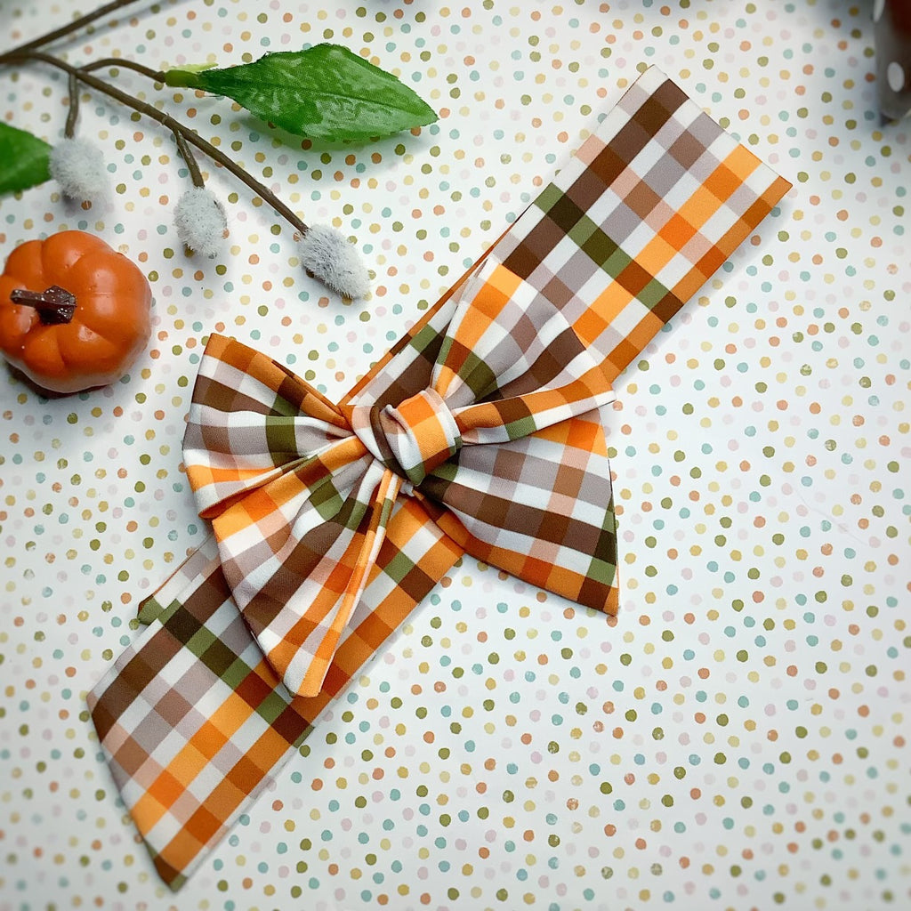 Autumn Plaid Bow Strip and Scrunchie Collection