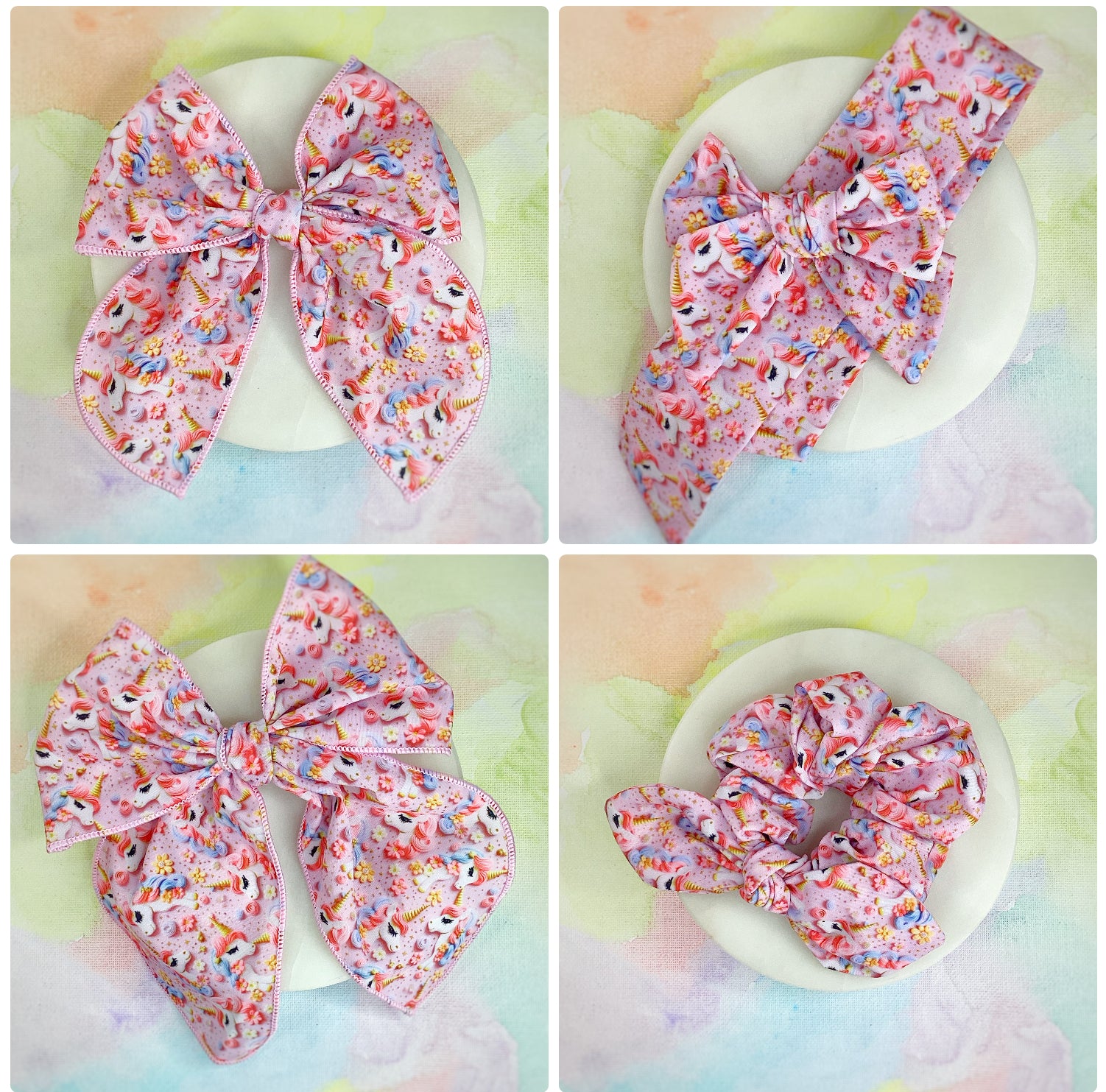 Pretty Unicorns Bow Strip and Scrunchie Collection