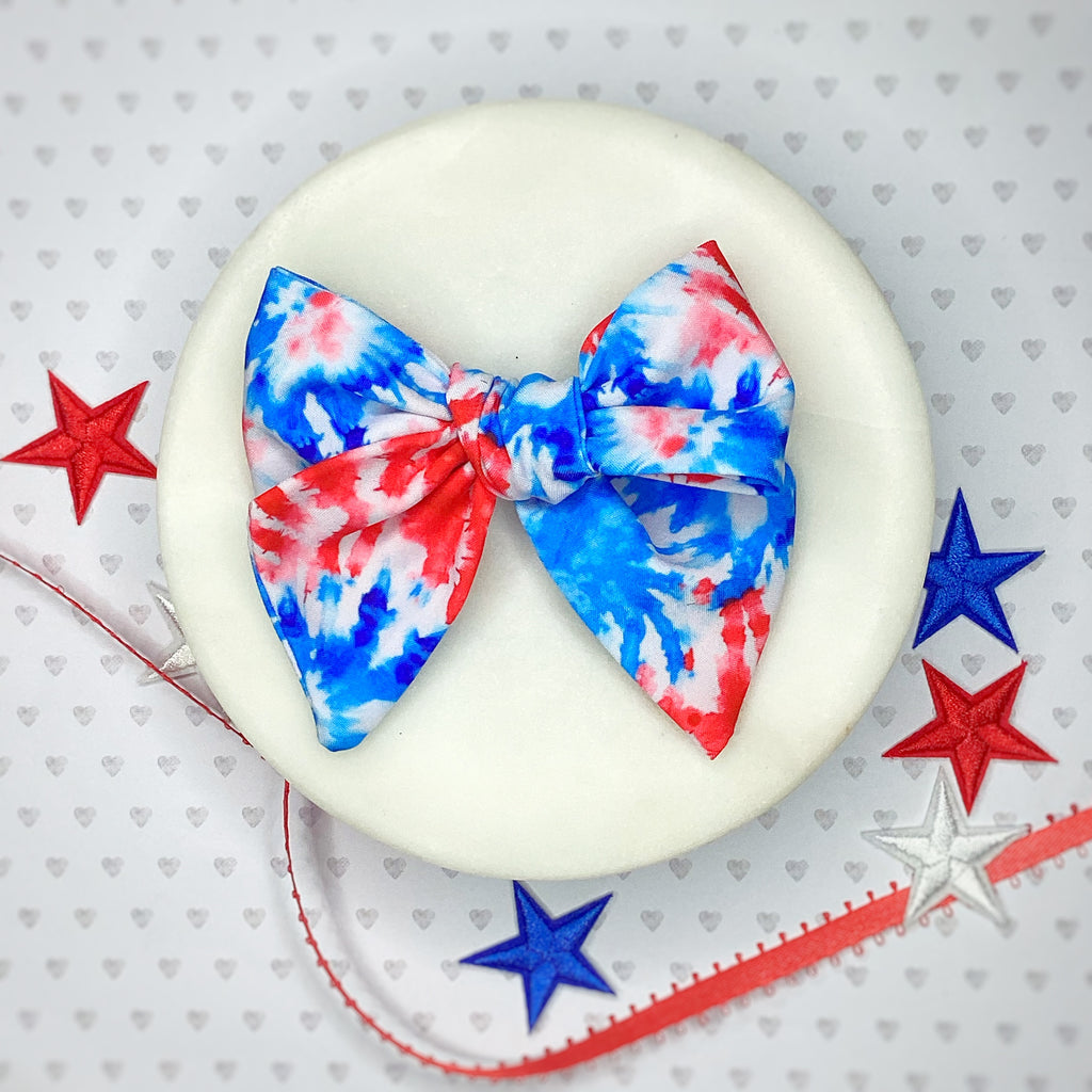 Patriotic Tie Dye Quinn Scrunchie, Headband and Bow Collection