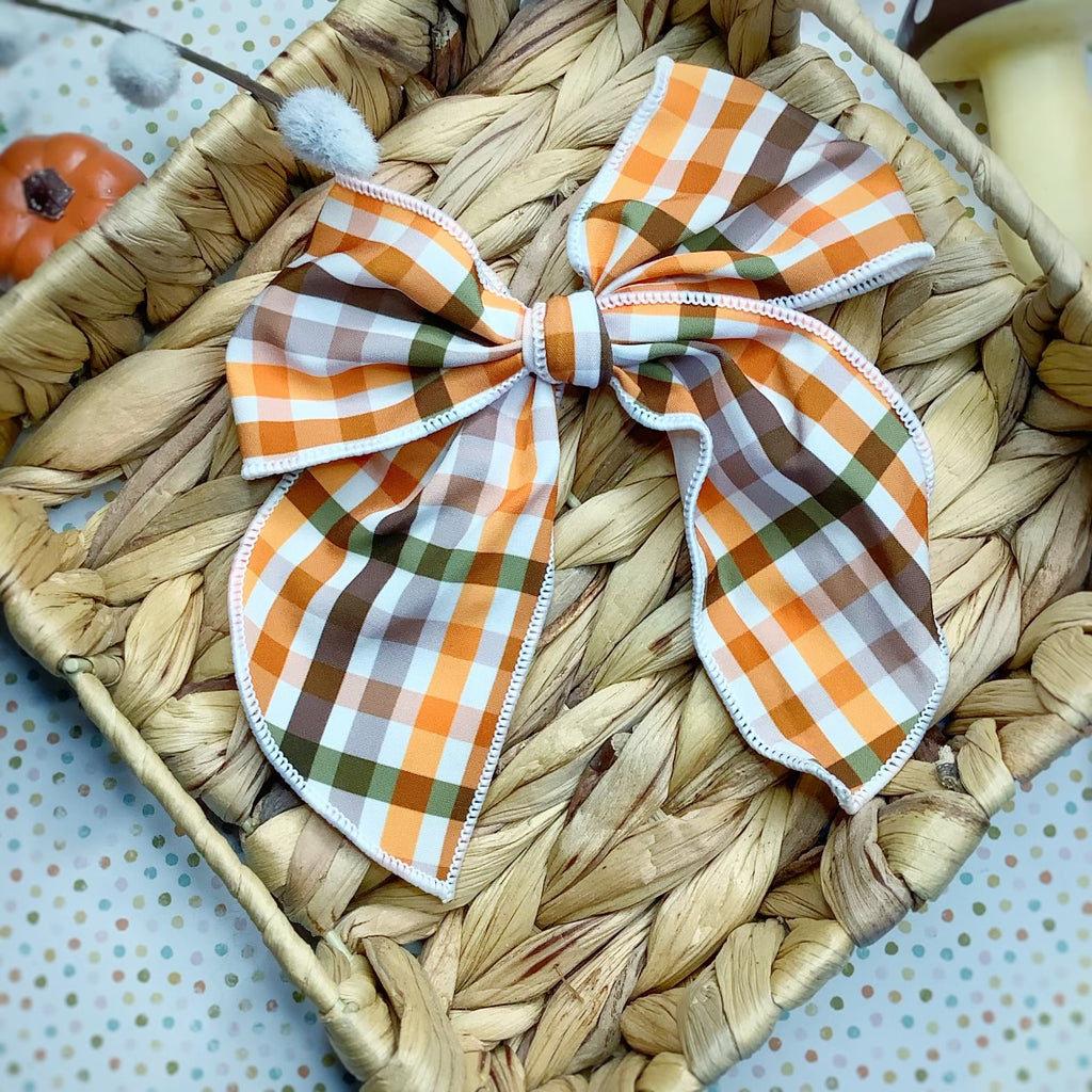 Autumn Plaid Bow Strip and Scrunchie Collection