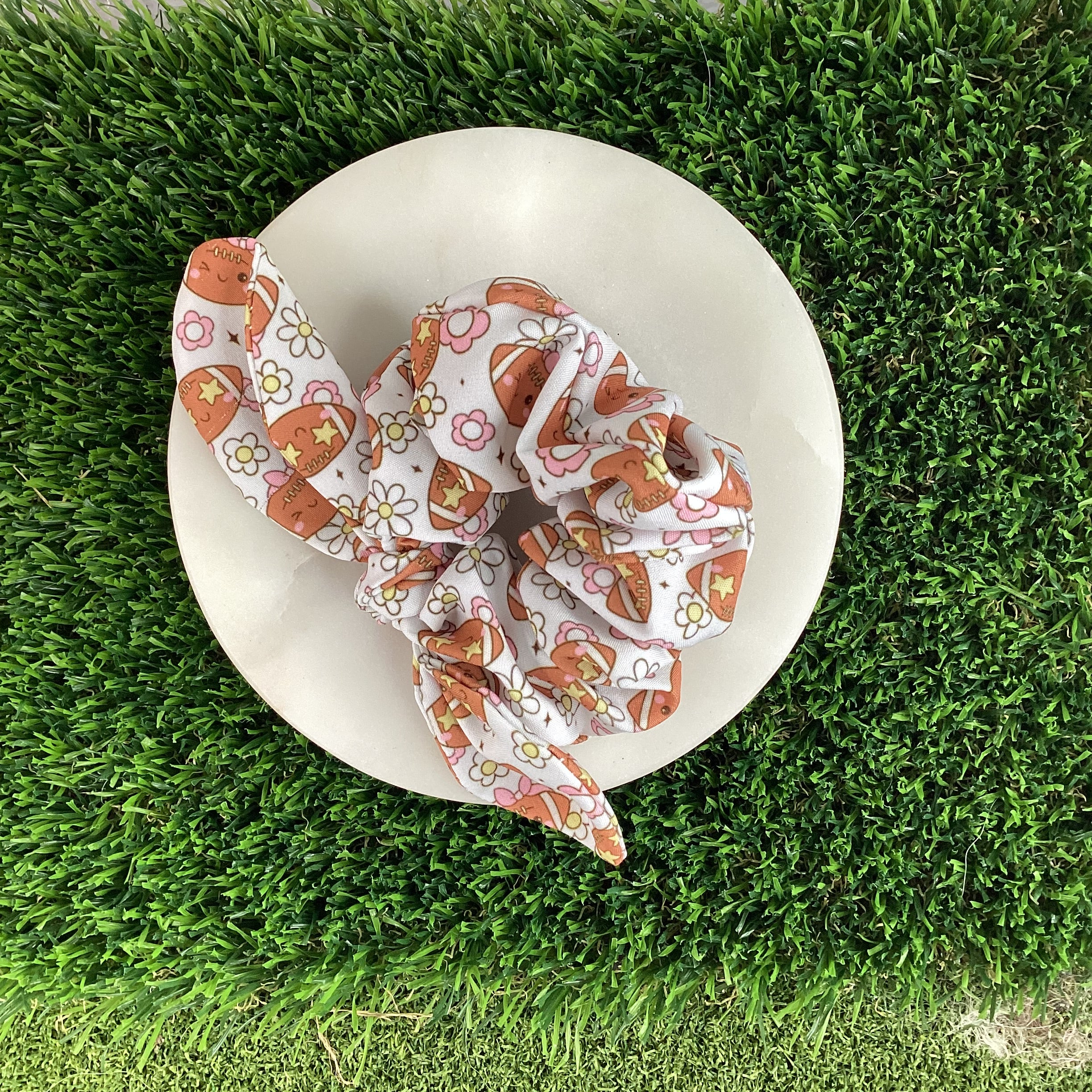 Cutesy Football Bow Strip and Scrunchie Collection