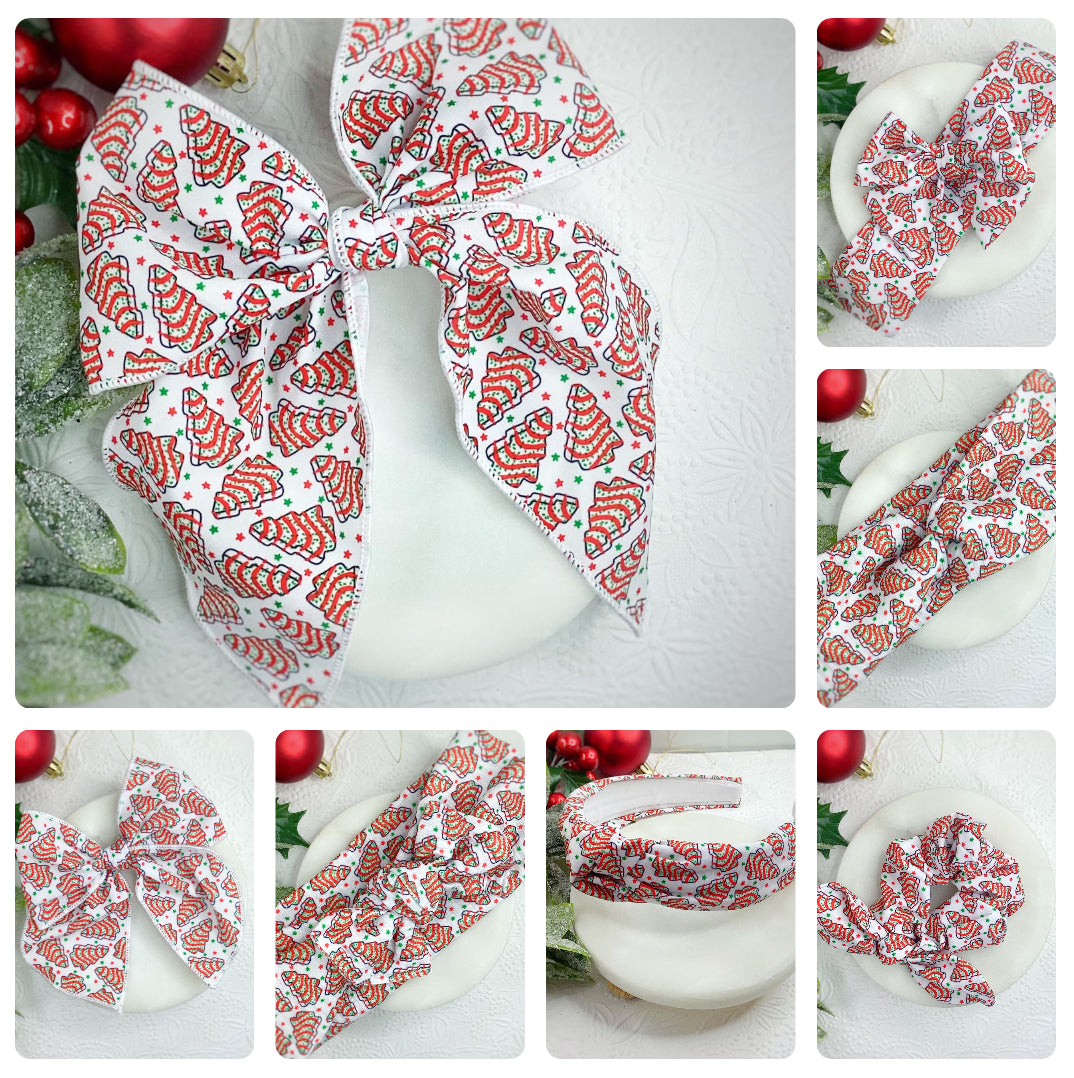 Little Christmas Snackin' Cakes Bow Strip, Headband, Baby Headwrap and Scrunchie Collection