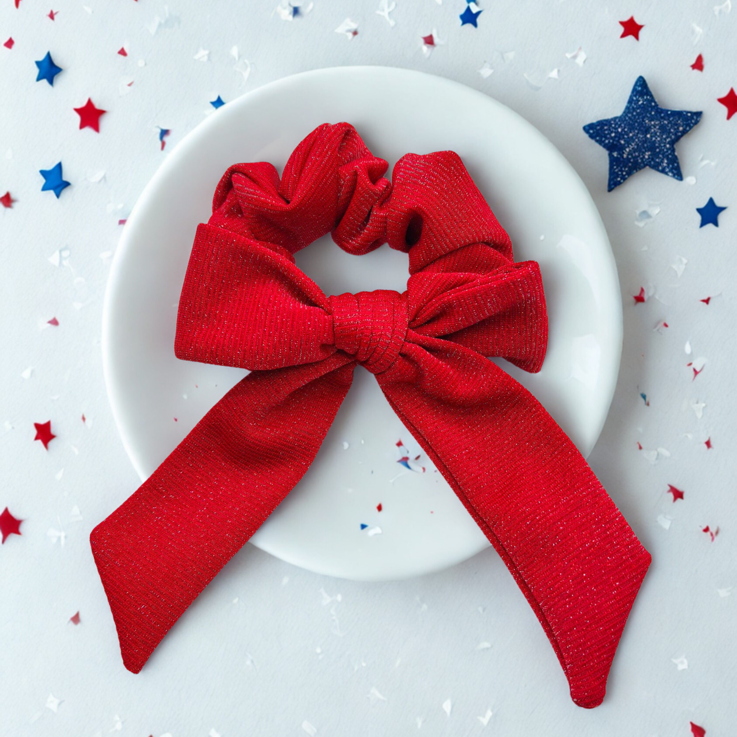 Pink and Red Solids Bow Strip and Scrunchie Collection