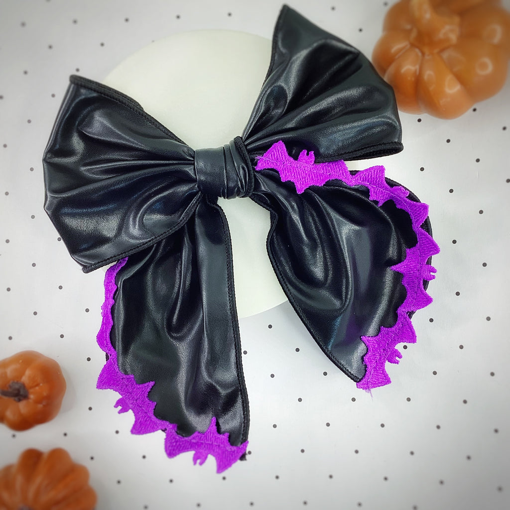 Bat Trimmed Leather PreTied Bow Strip Collection