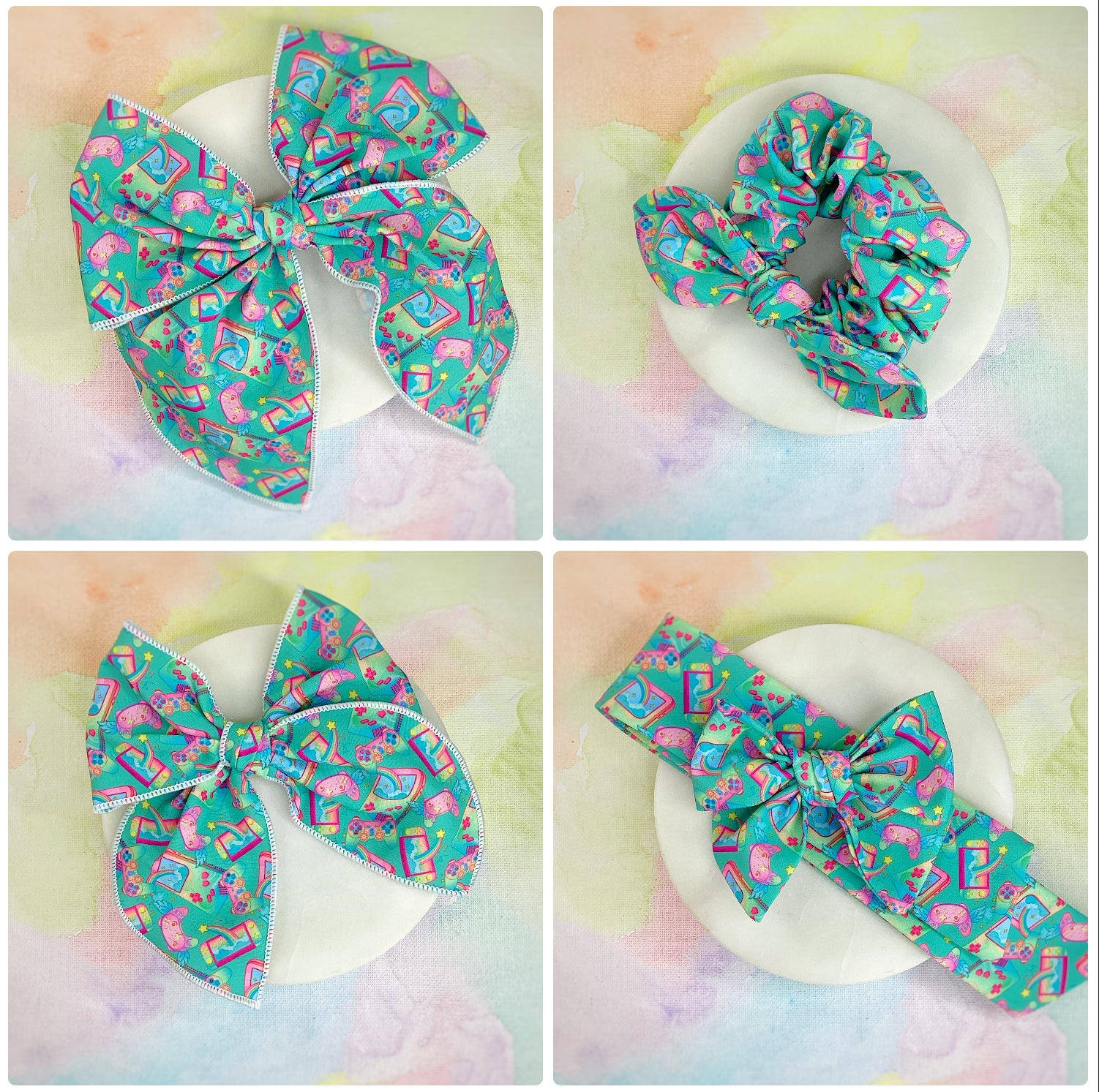Girly Gamer Bow Strip and Scrunchie Collection