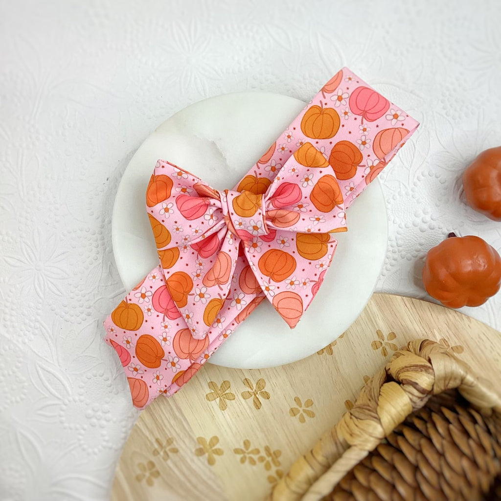 Pink Pumpkins and Daisies Bow Strip Collection