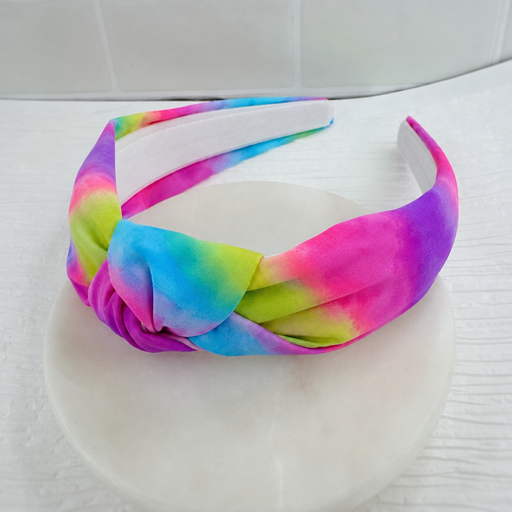 Bright Tie Dye Scrunchie, Bow Strip and Headband Collection