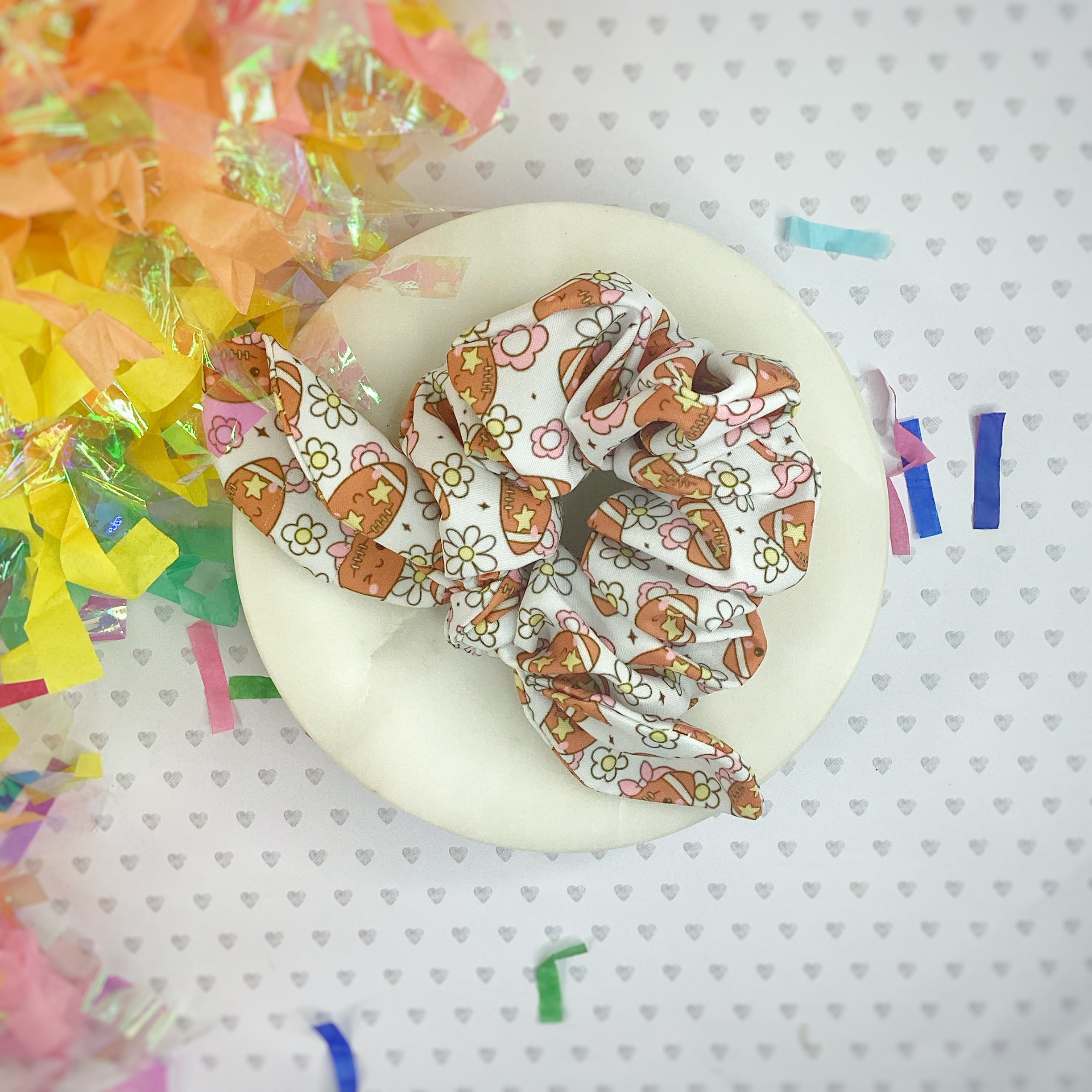 Cutesy Football Bow Strip and Scrunchie Collection