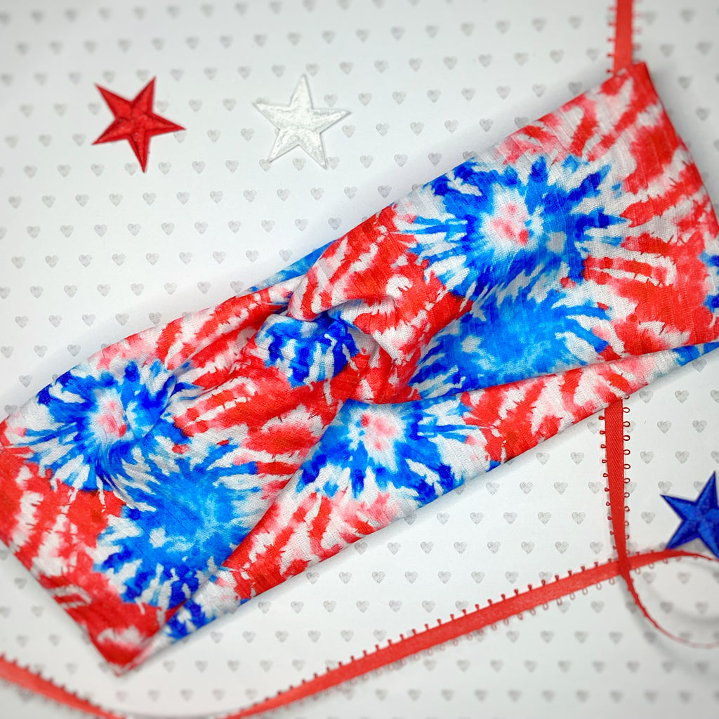 Patriotic Tie Dye Quinn Scrunchie, Headband and Bow Collection