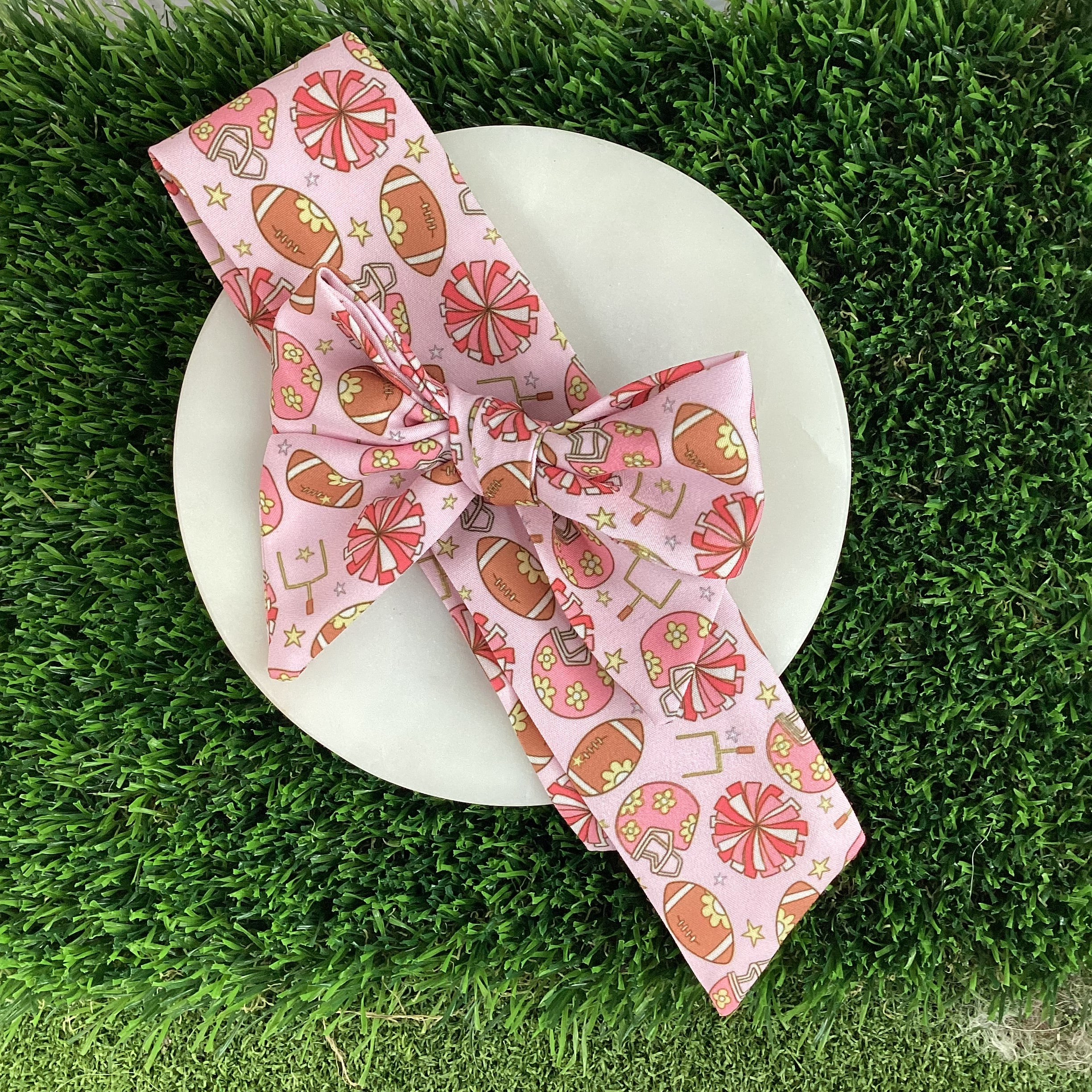 Cheering for Football Bow Strip, Headband and Scrunchie Collection