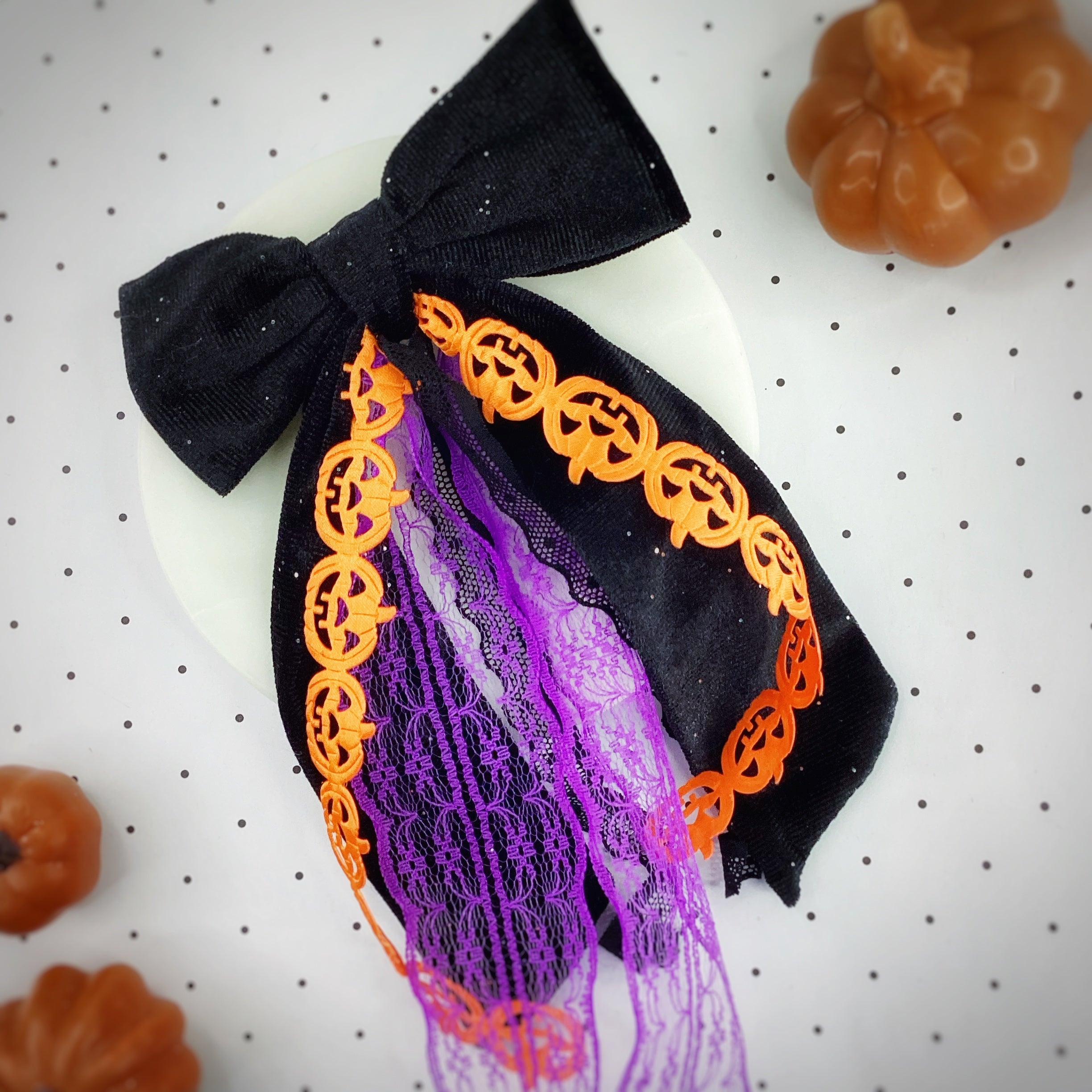 Classic Halloween Velvet OTT Finished Bow