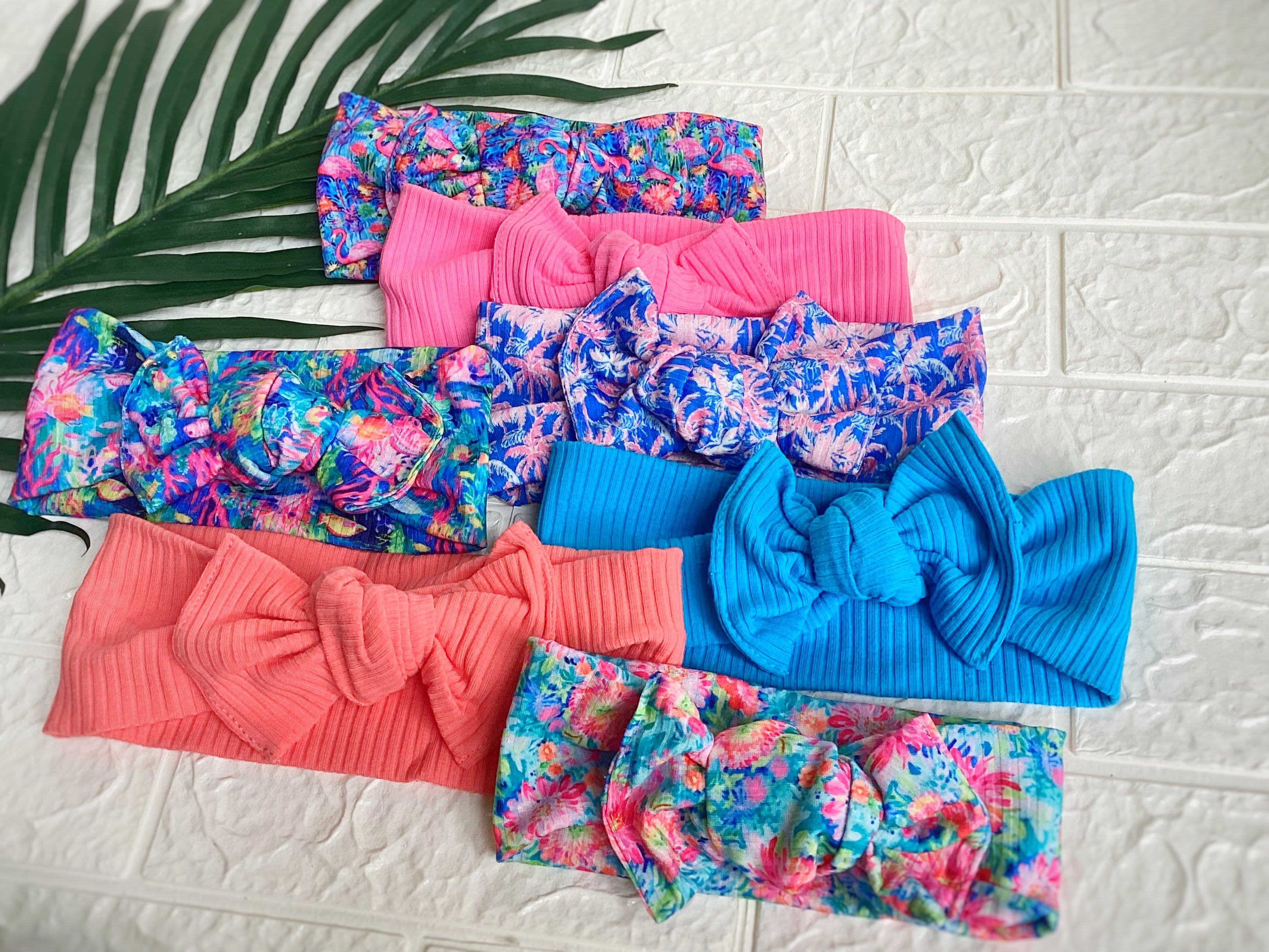 Colorful Flamingos Bow Strip, Headband, Baby Headwrap and Scrunchie Collection