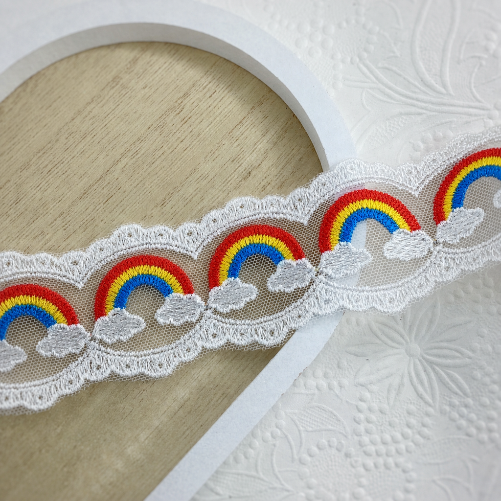 Classic Primary Color Rainbows Bow Lace- RTS