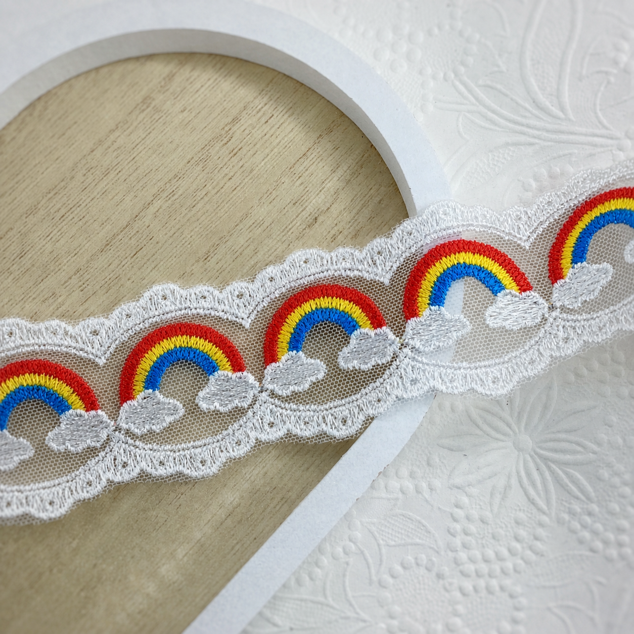 Classic Primary Color Rainbows Bow Lace- RTS