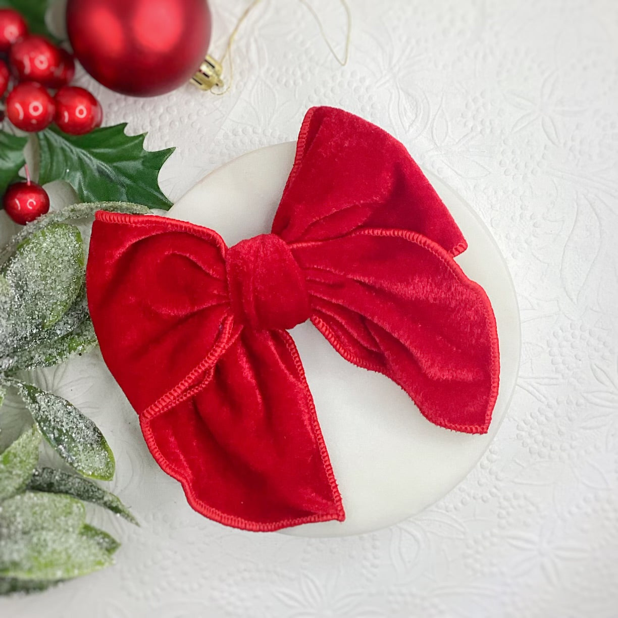 Christmas Velvet Bow Strip and Scrunchie Collection